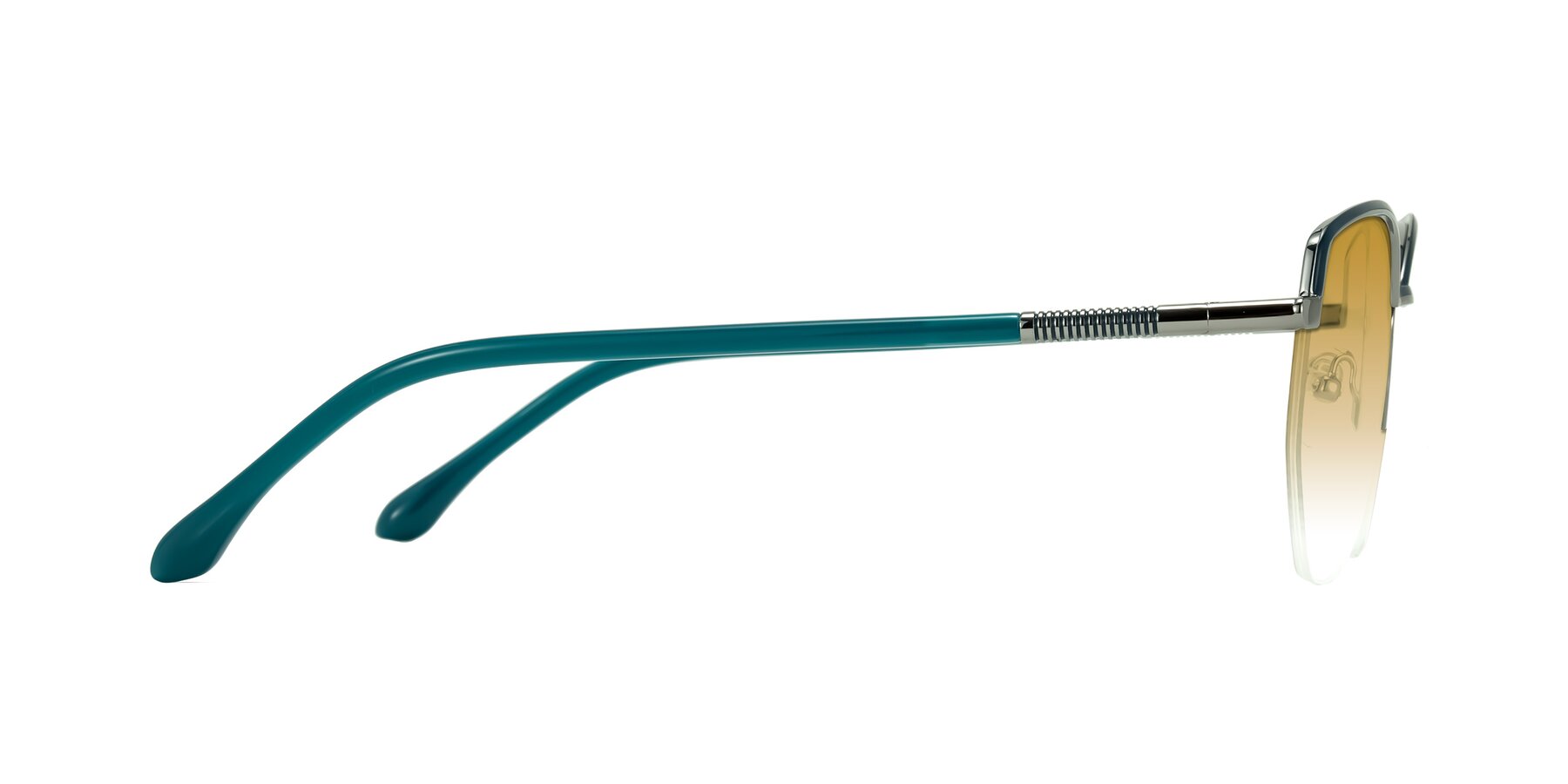 Side of Heenan in Teal/Silver with Champagne Gradient Lenses
