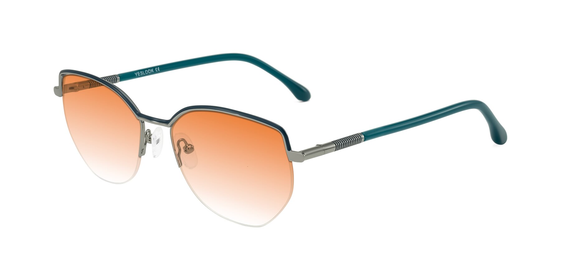 Angle of Heenan in Teal/Silver with Orange Gradient Lenses