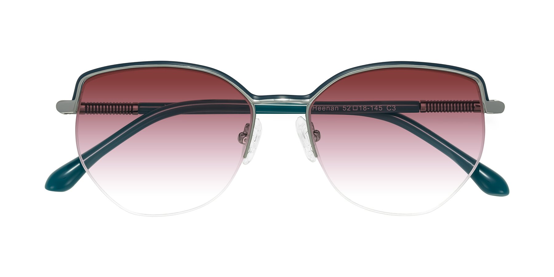 Folded Front of Heenan in Teal/Silver with Garnet Gradient Lenses
