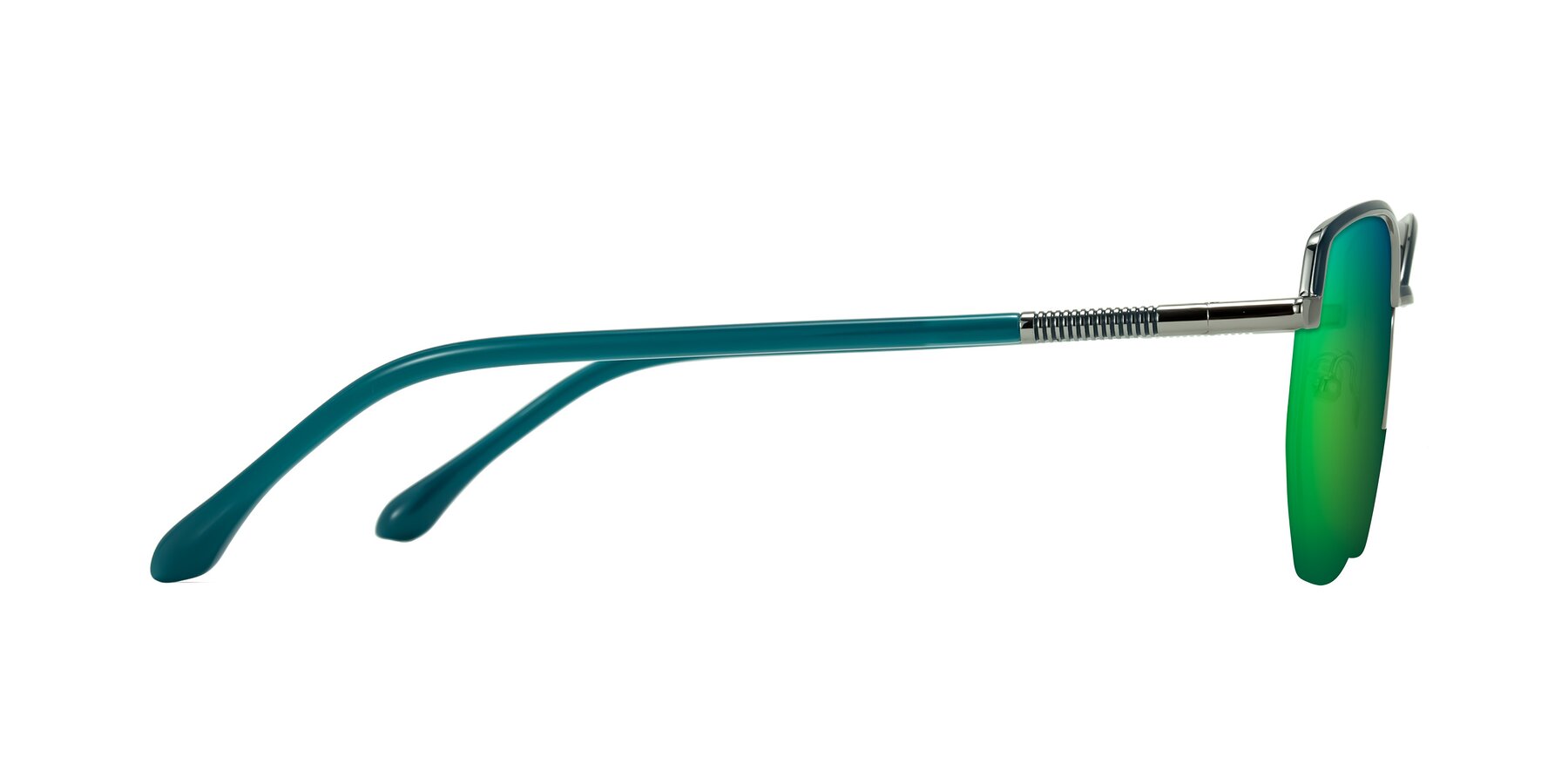 Side of Heenan in Teal/Silver with Green Mirrored Lenses