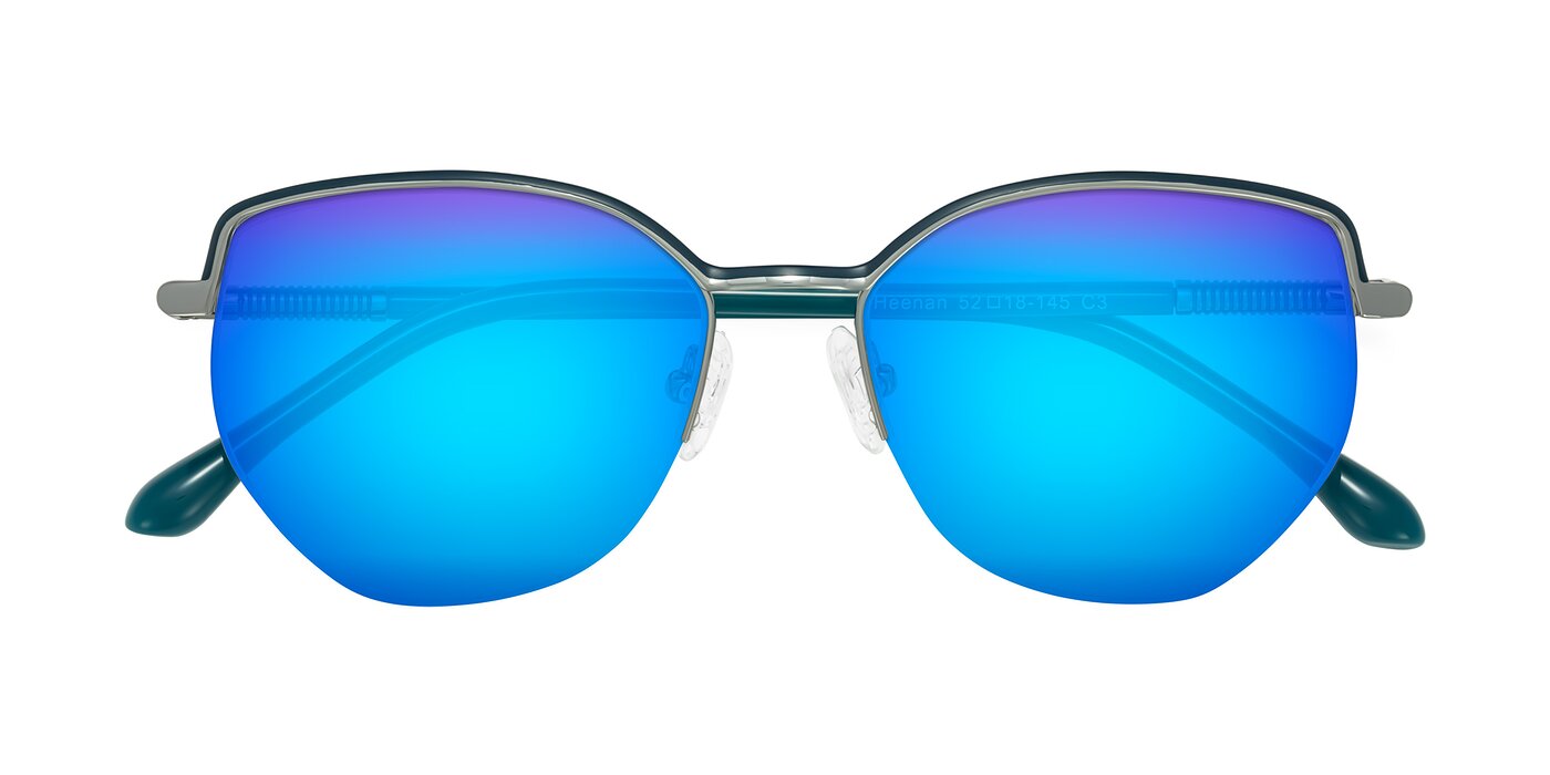 Heenan - Teal/Silver Flash Mirrored Sunglasses
