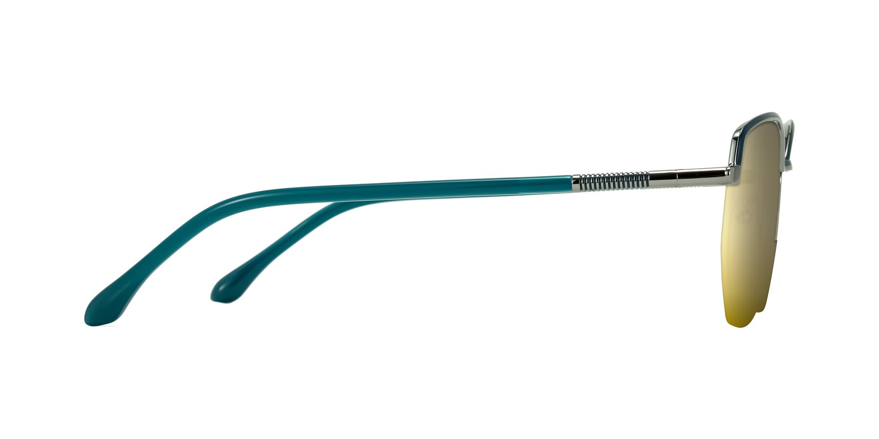 Side of Heenan in Teal/Silver with Gold Mirrored Lenses