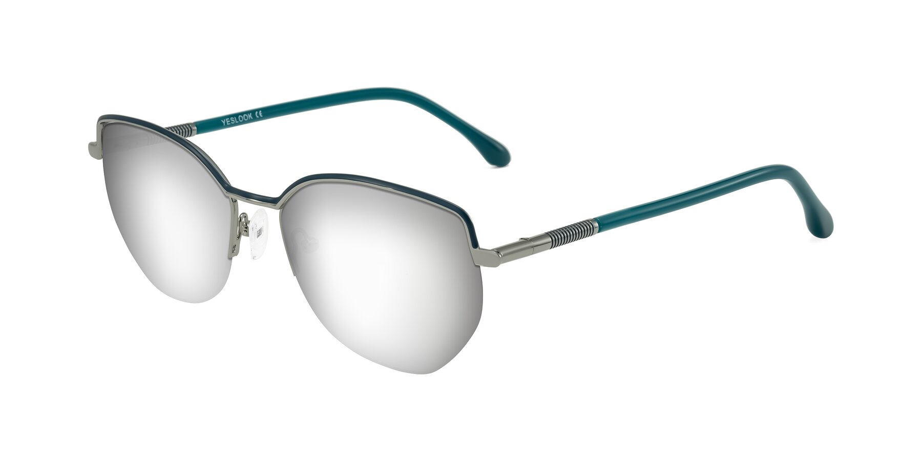 Angle of Heenan in Teal/Silver with Silver Mirrored Lenses