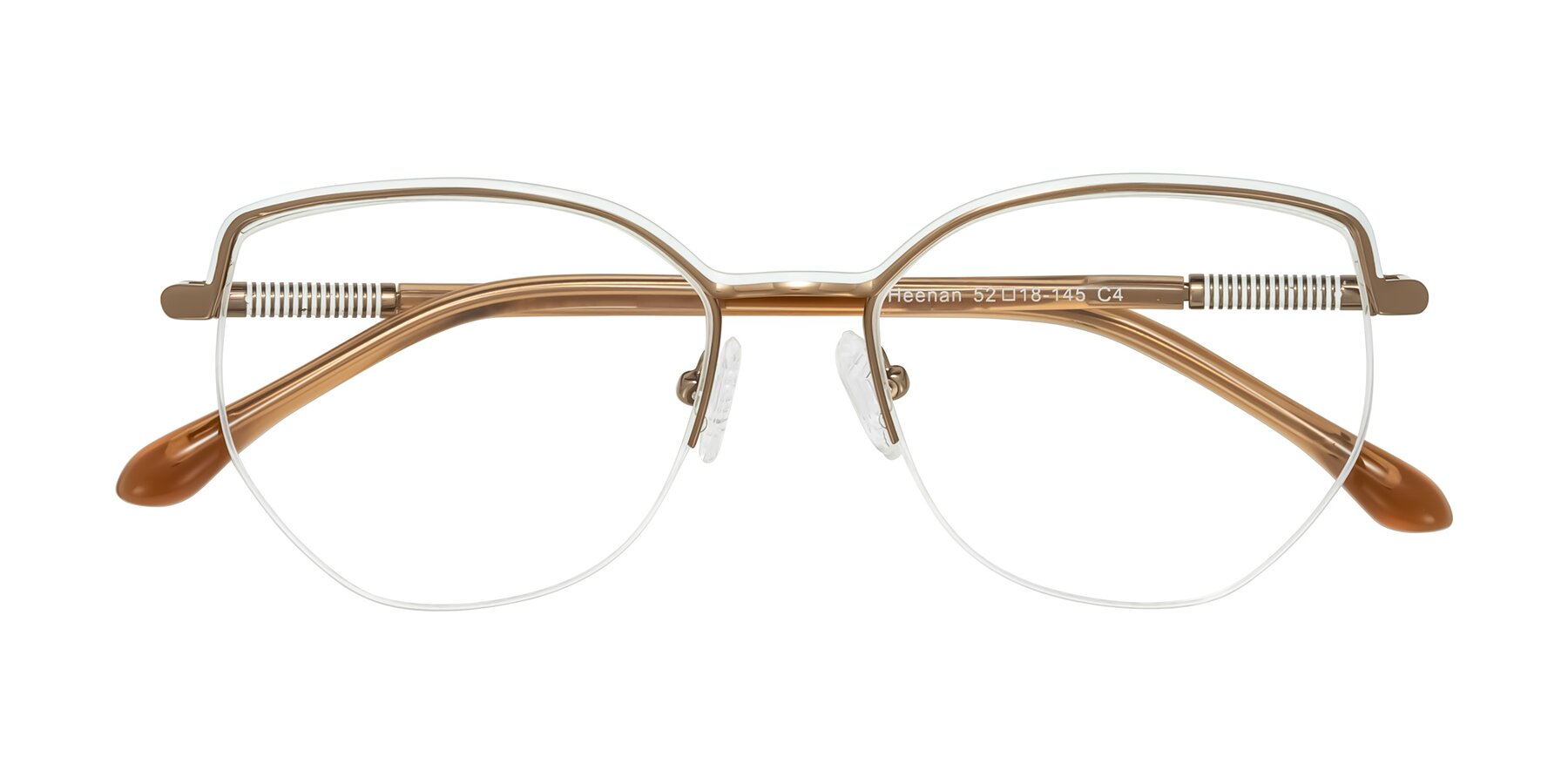 Folded Front of Heenan in White/Bronze with Clear Blue Light Blocking Lenses