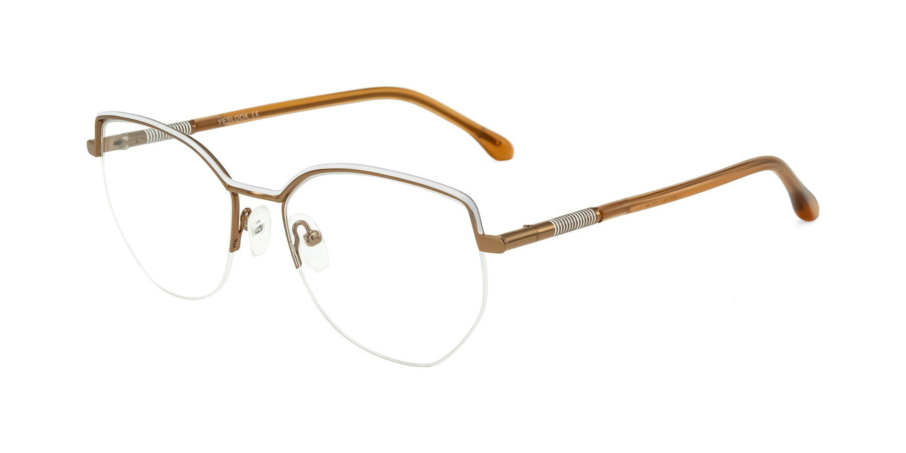 Angle of Heenan in White/Bronze with Clear Blue Light Blocking Lenses