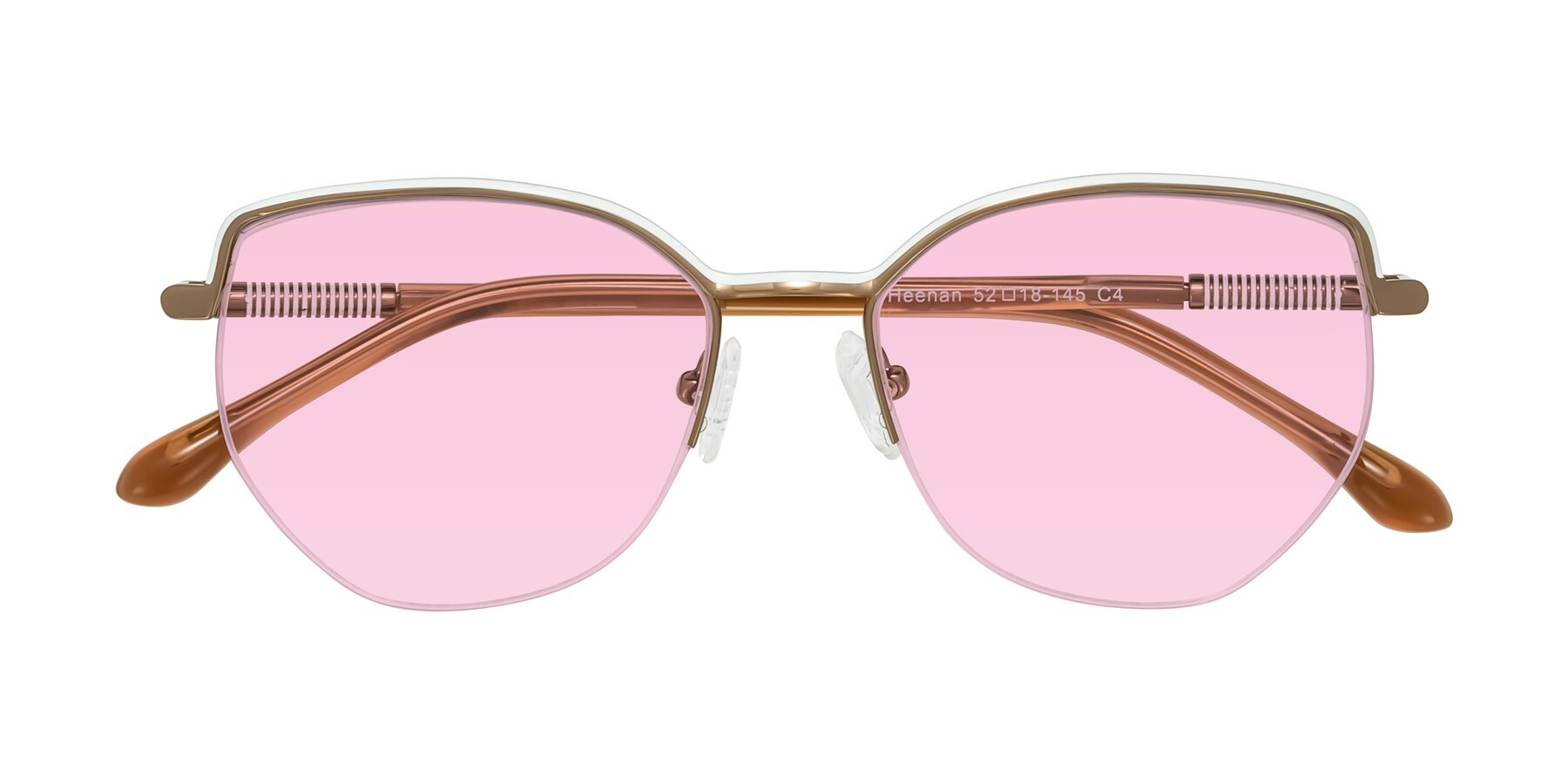 Folded Front of Heenan in White/Bronze with Light Pink Tinted Lenses