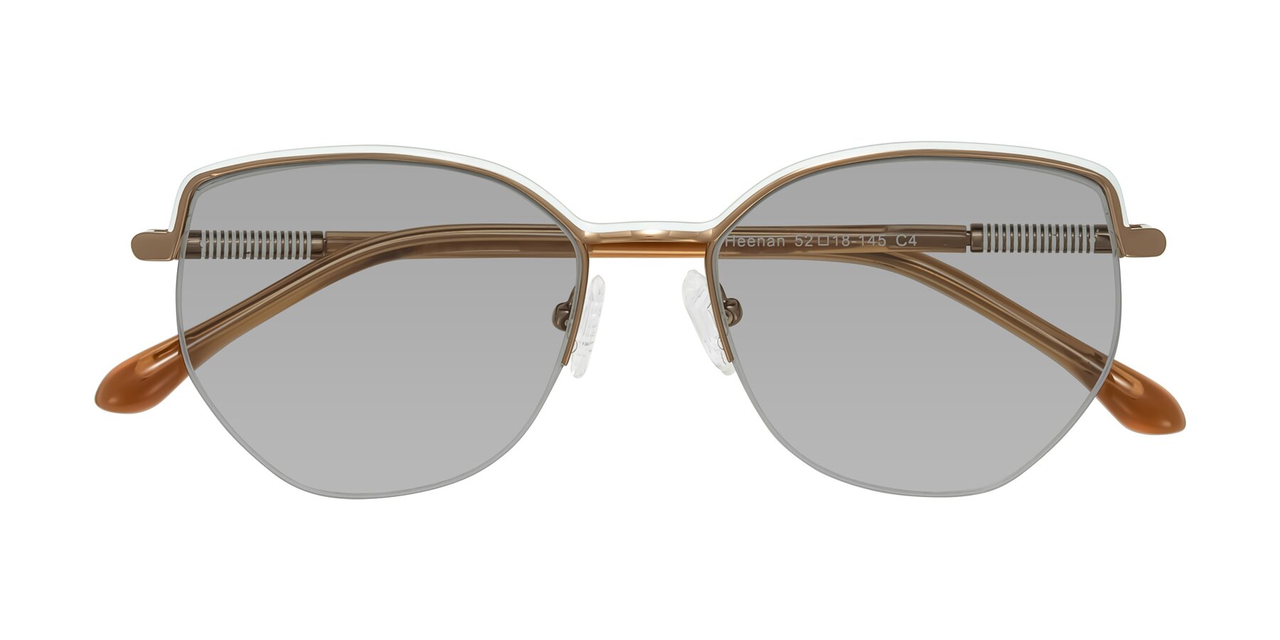 Folded Front of Heenan in White/Bronze with Light Gray Tinted Lenses