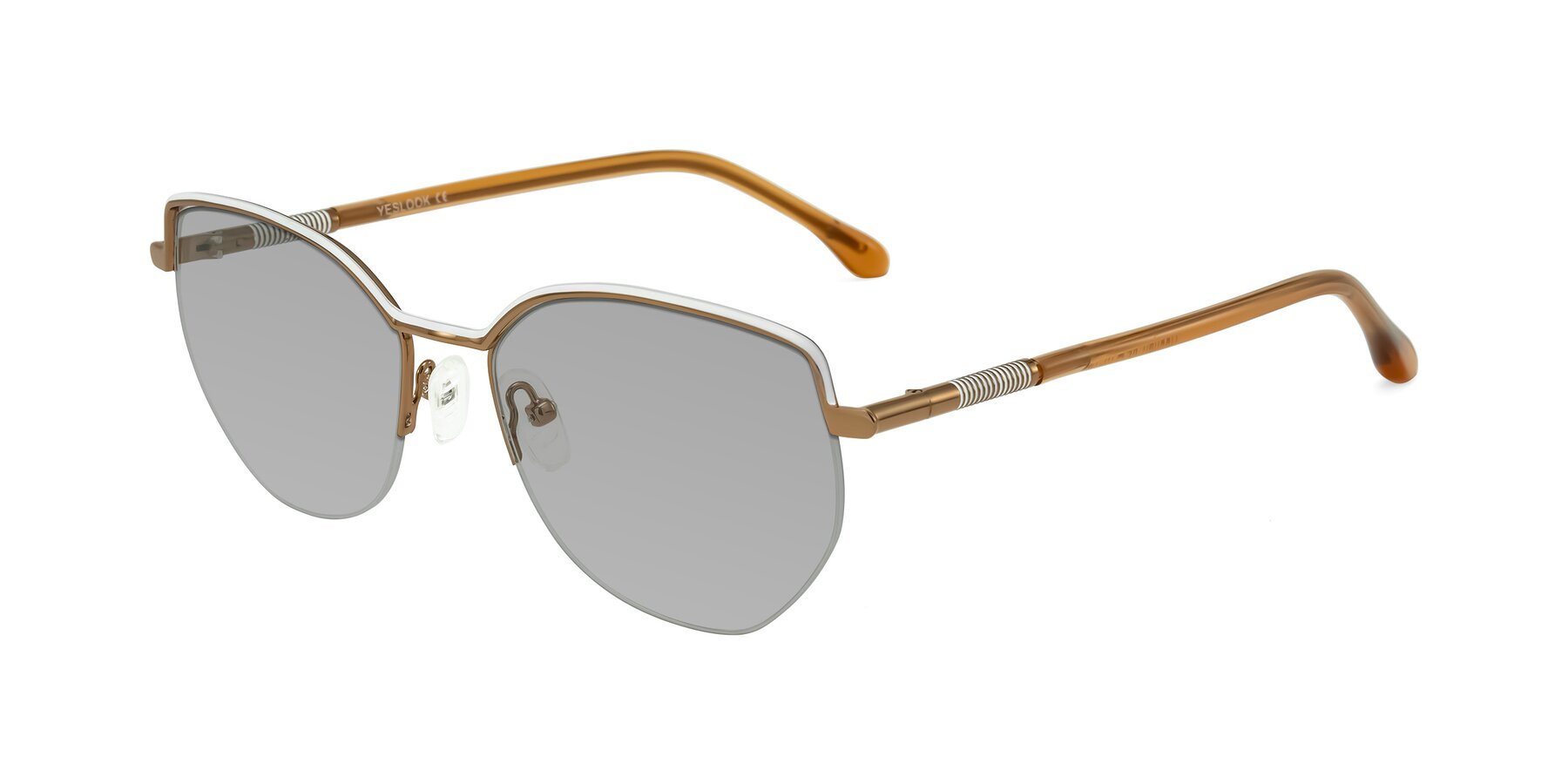 Angle of Heenan in White/Bronze with Light Gray Tinted Lenses