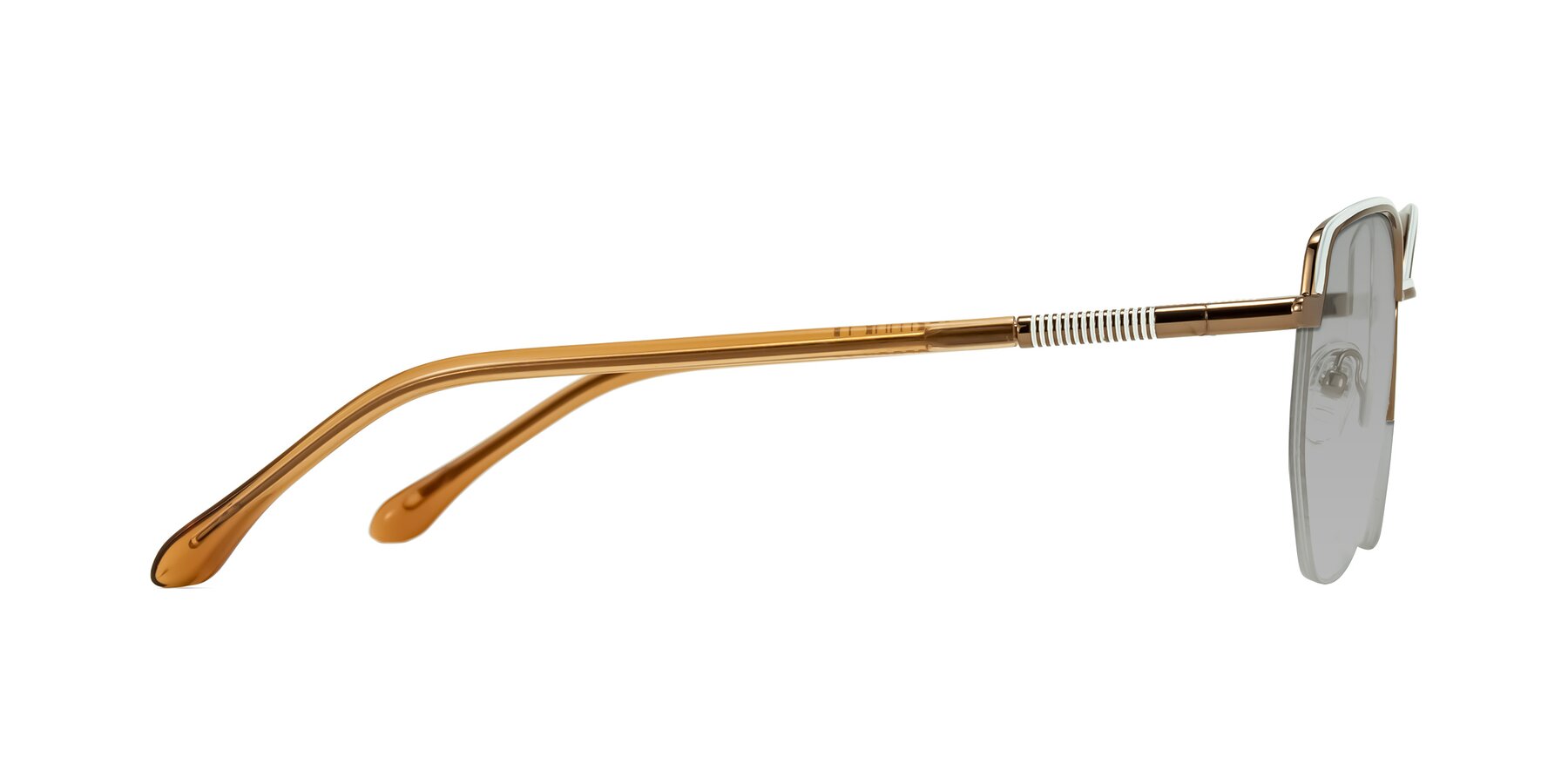 Side of Heenan in White/Bronze with Light Gray Tinted Lenses