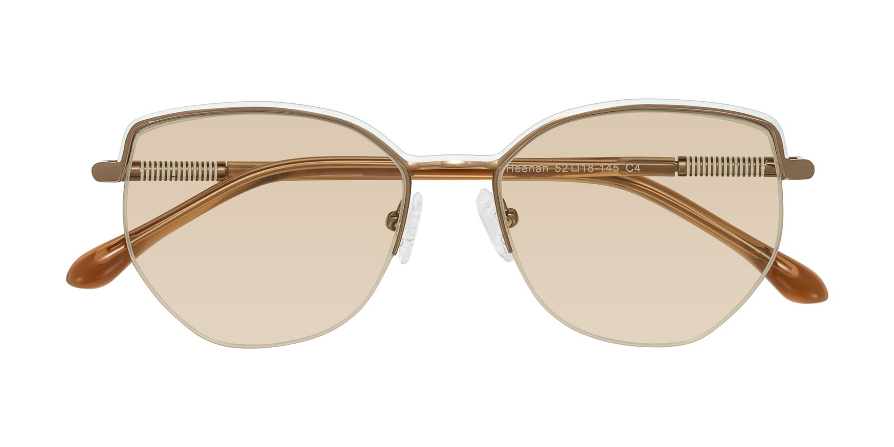 Folded Front of Heenan in White/Bronze with Light Brown Tinted Lenses