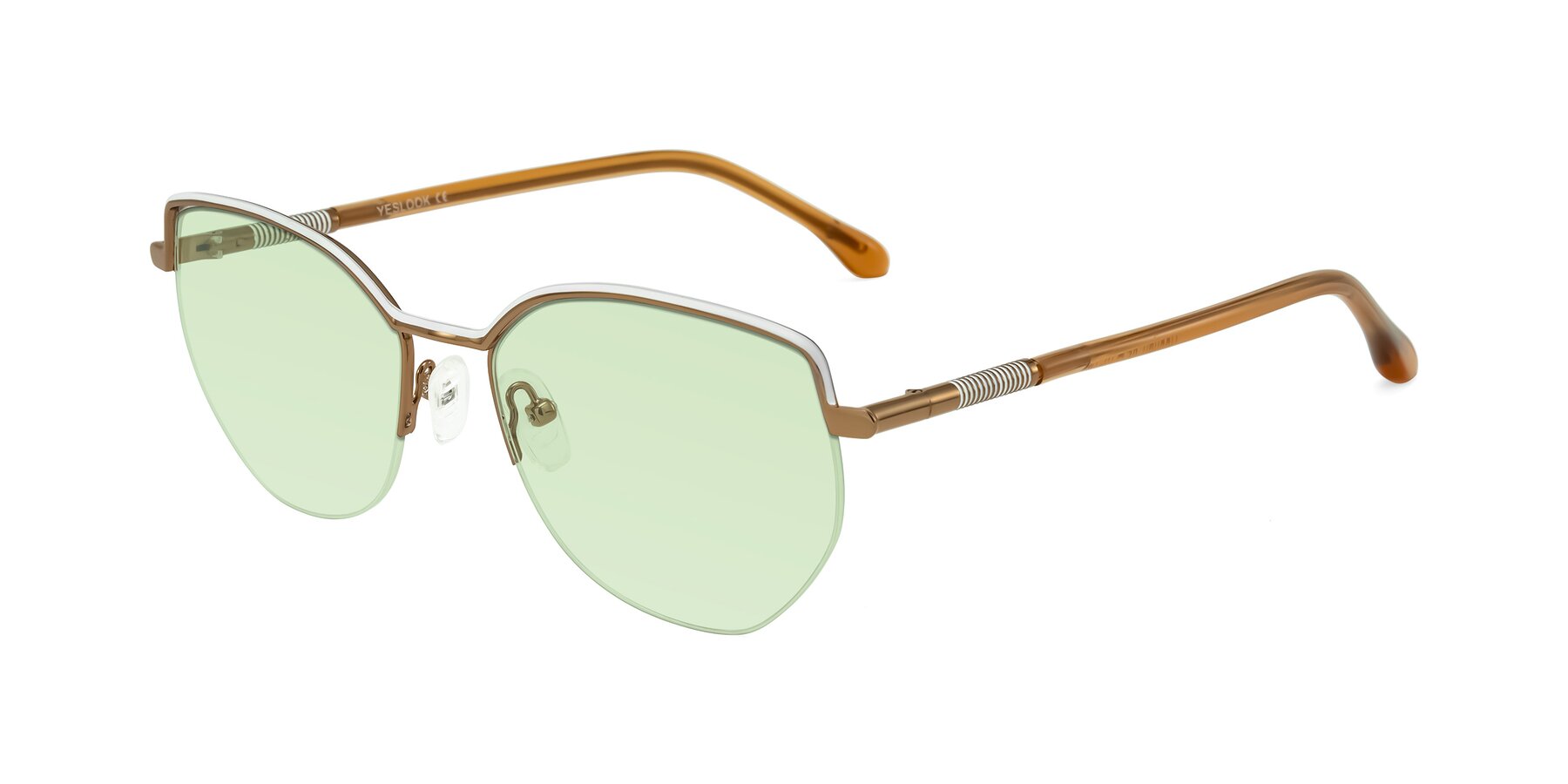 Angle of Heenan in White/Bronze with Light Green Tinted Lenses