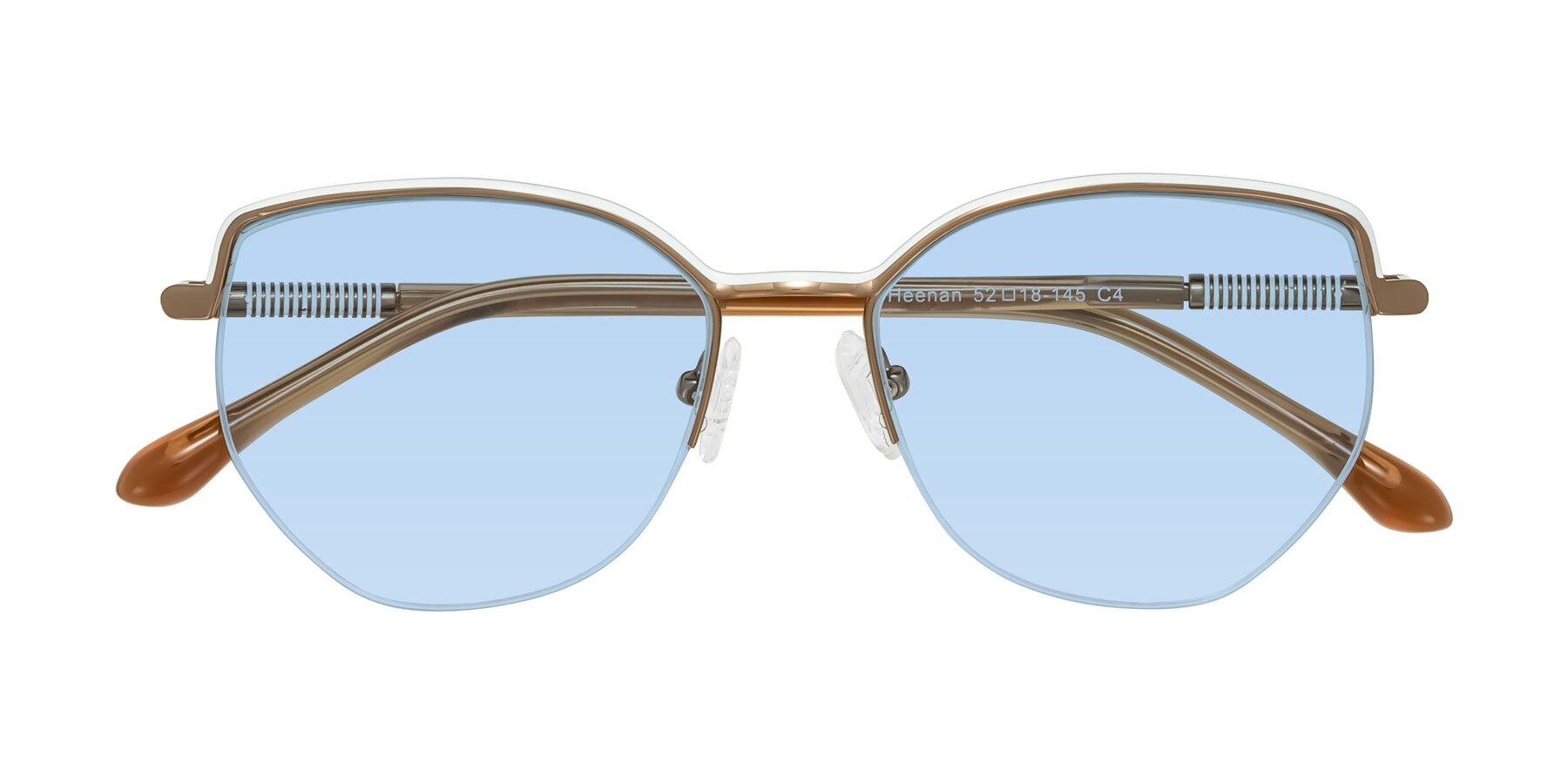 Folded Front of Heenan in White/Bronze with Light Blue Tinted Lenses