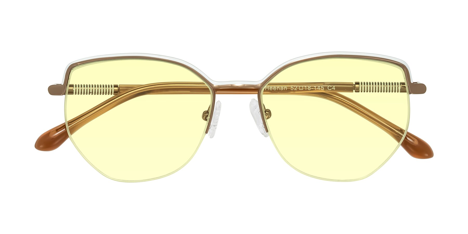 Folded Front of Heenan in White/Bronze with Light Yellow Tinted Lenses