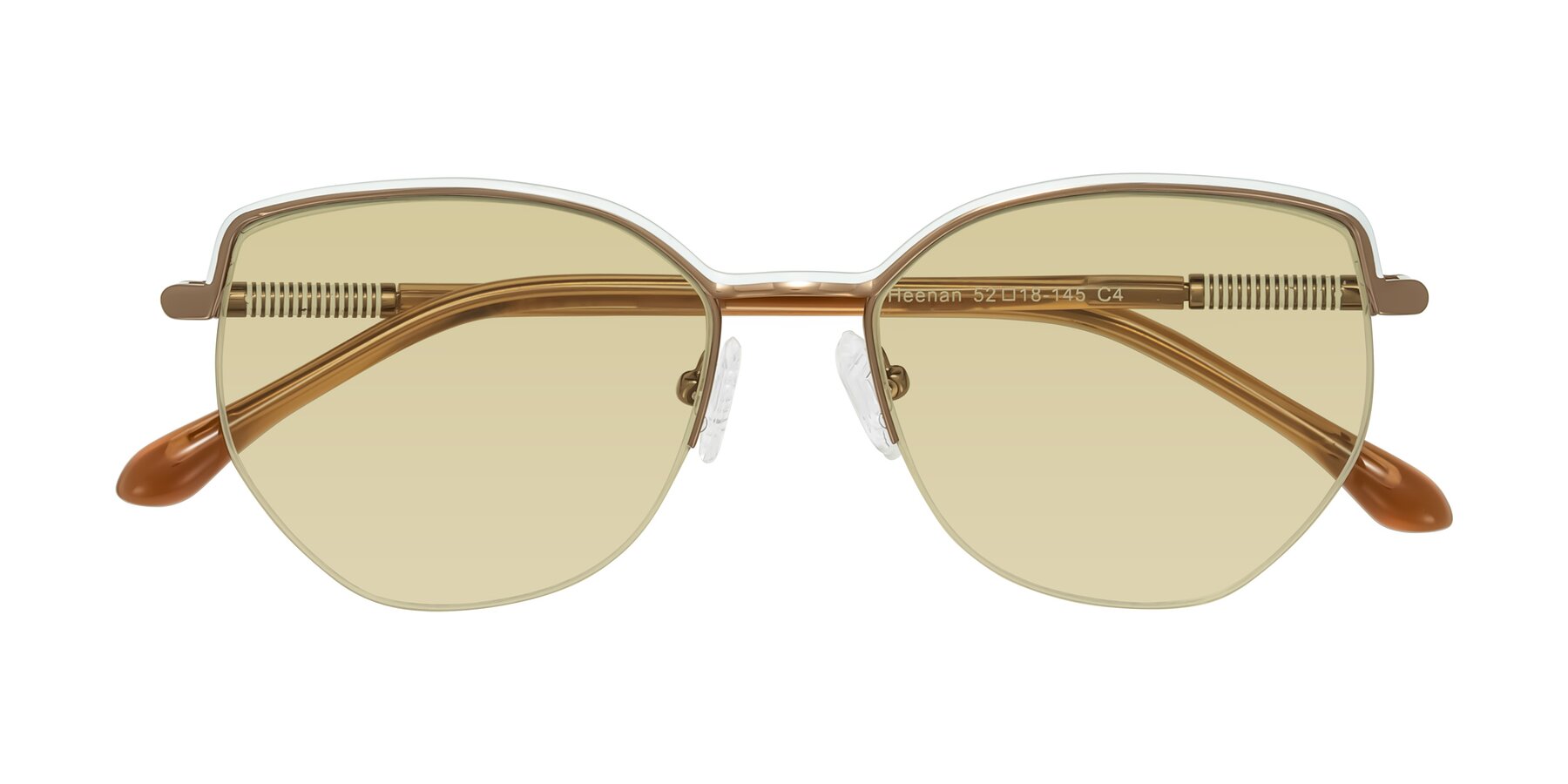 Folded Front of Heenan in White/Bronze with Light Champagne Tinted Lenses