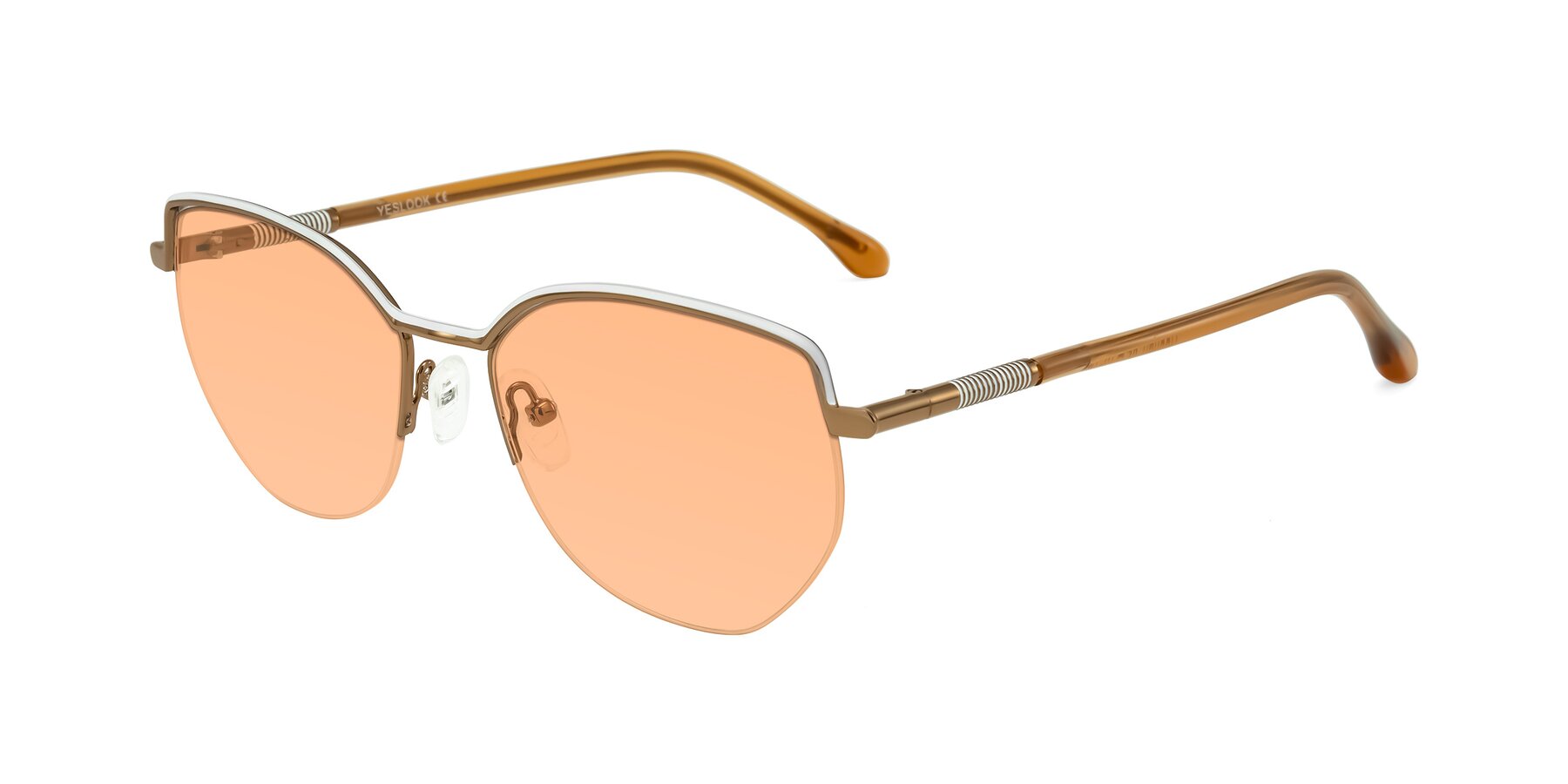 Angle of Heenan in White/Bronze with Light Orange Tinted Lenses