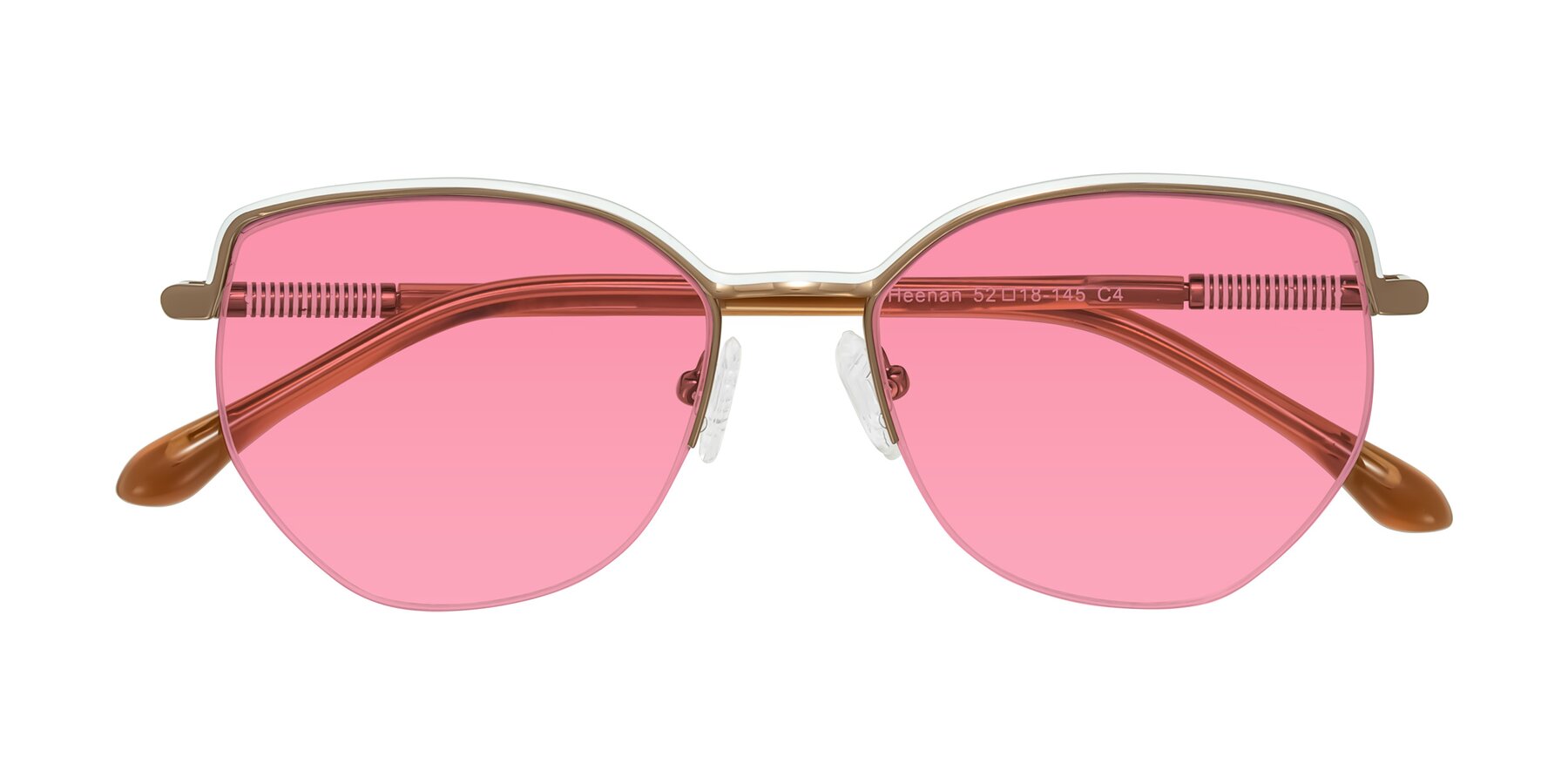 Folded Front of Heenan in White/Bronze with Pink Tinted Lenses