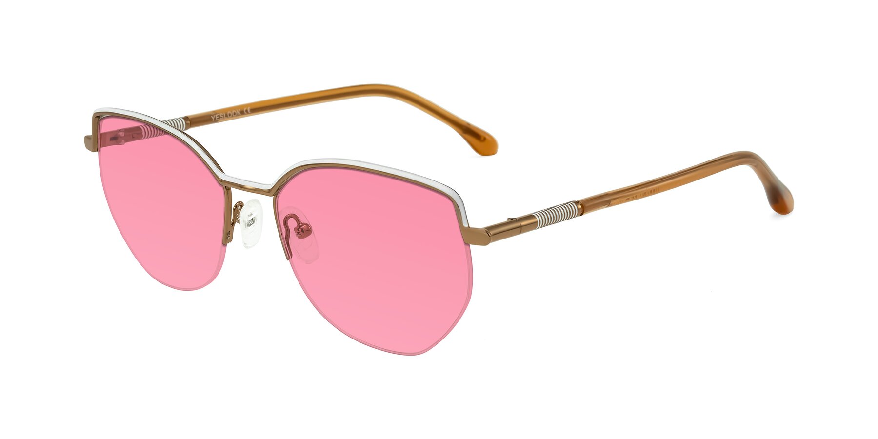 Angle of Heenan in White/Bronze with Pink Tinted Lenses