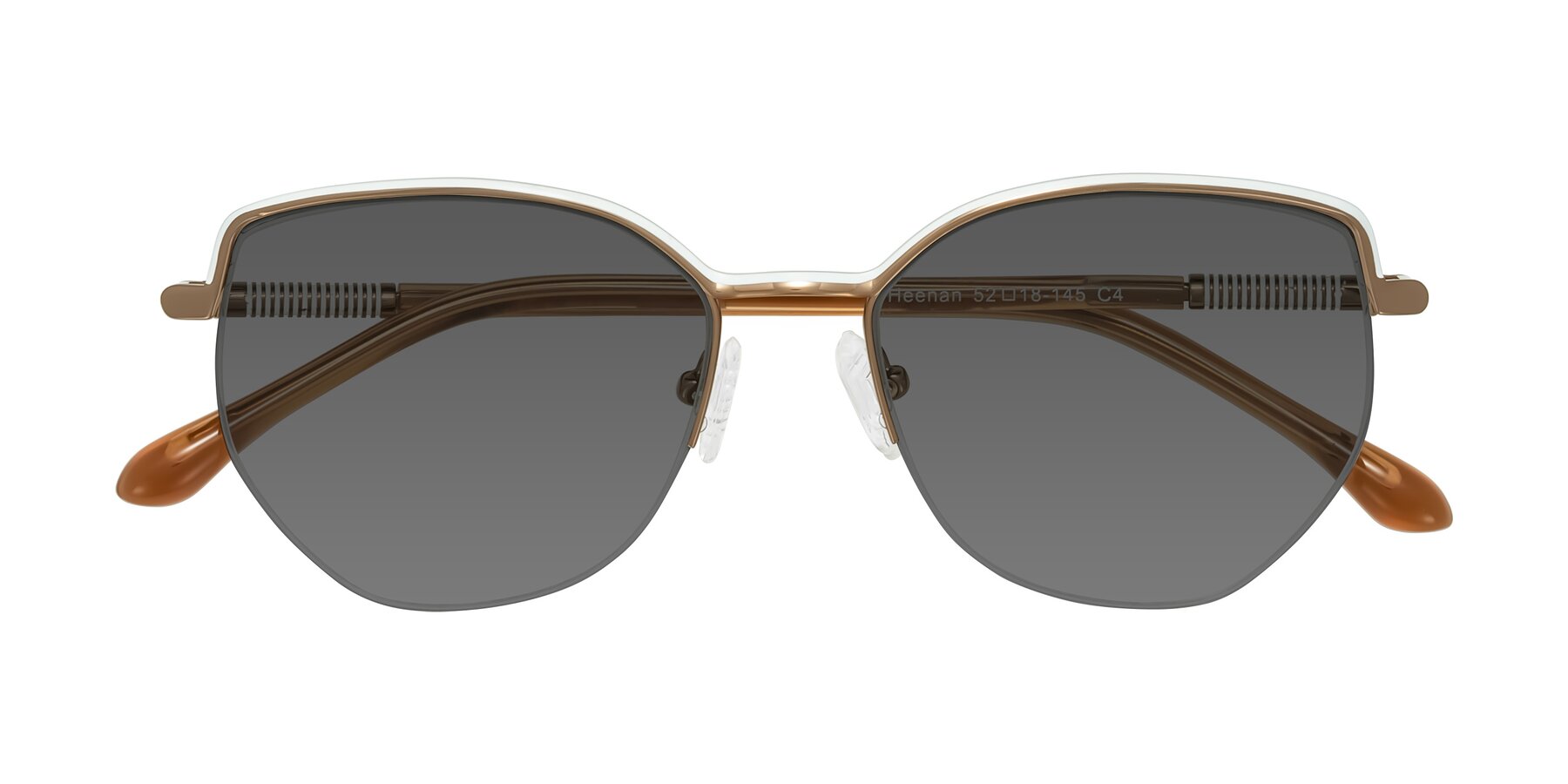 Folded Front of Heenan in White/Bronze with Medium Gray Tinted Lenses