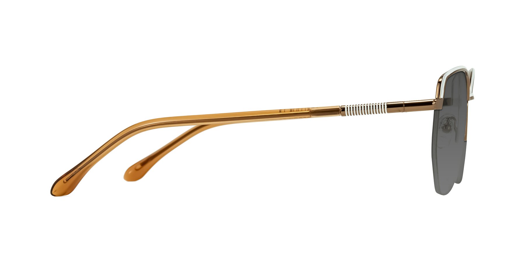 Side of Heenan in White/Bronze with Medium Gray Tinted Lenses