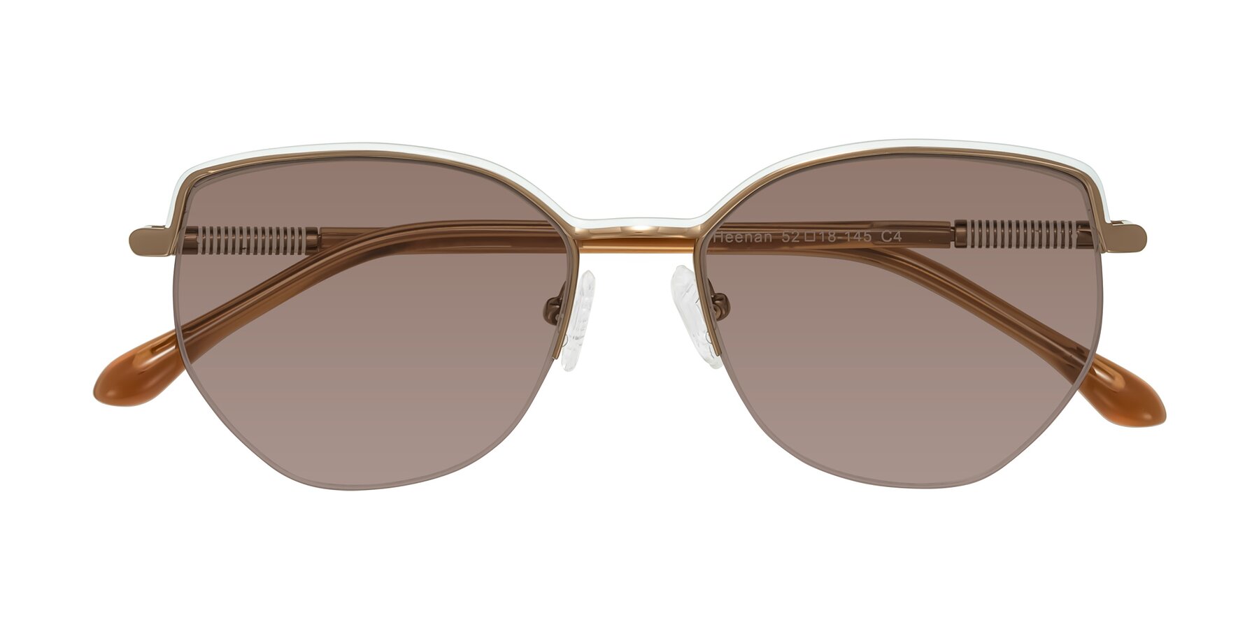 Folded Front of Heenan in White/Bronze with Medium Brown Tinted Lenses