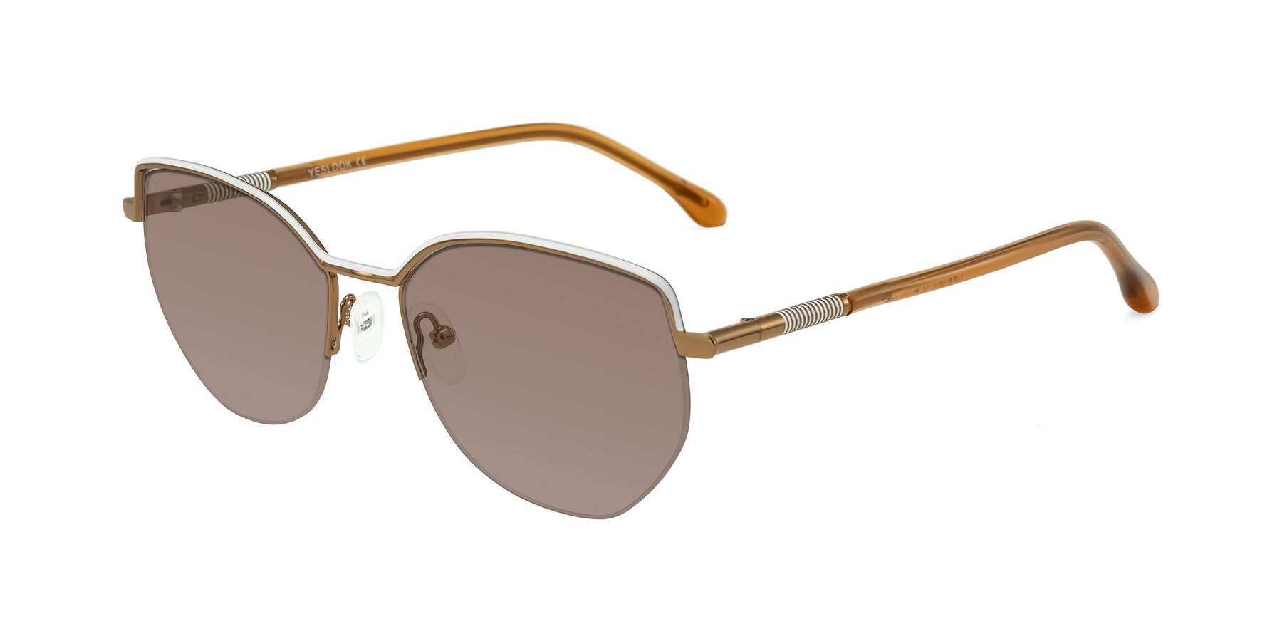 Angle of Heenan in White/Bronze with Medium Brown Tinted Lenses