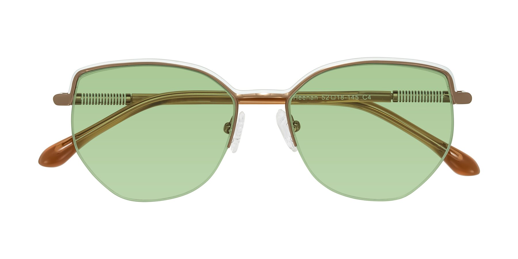Folded Front of Heenan in White/Bronze with Medium Green Tinted Lenses