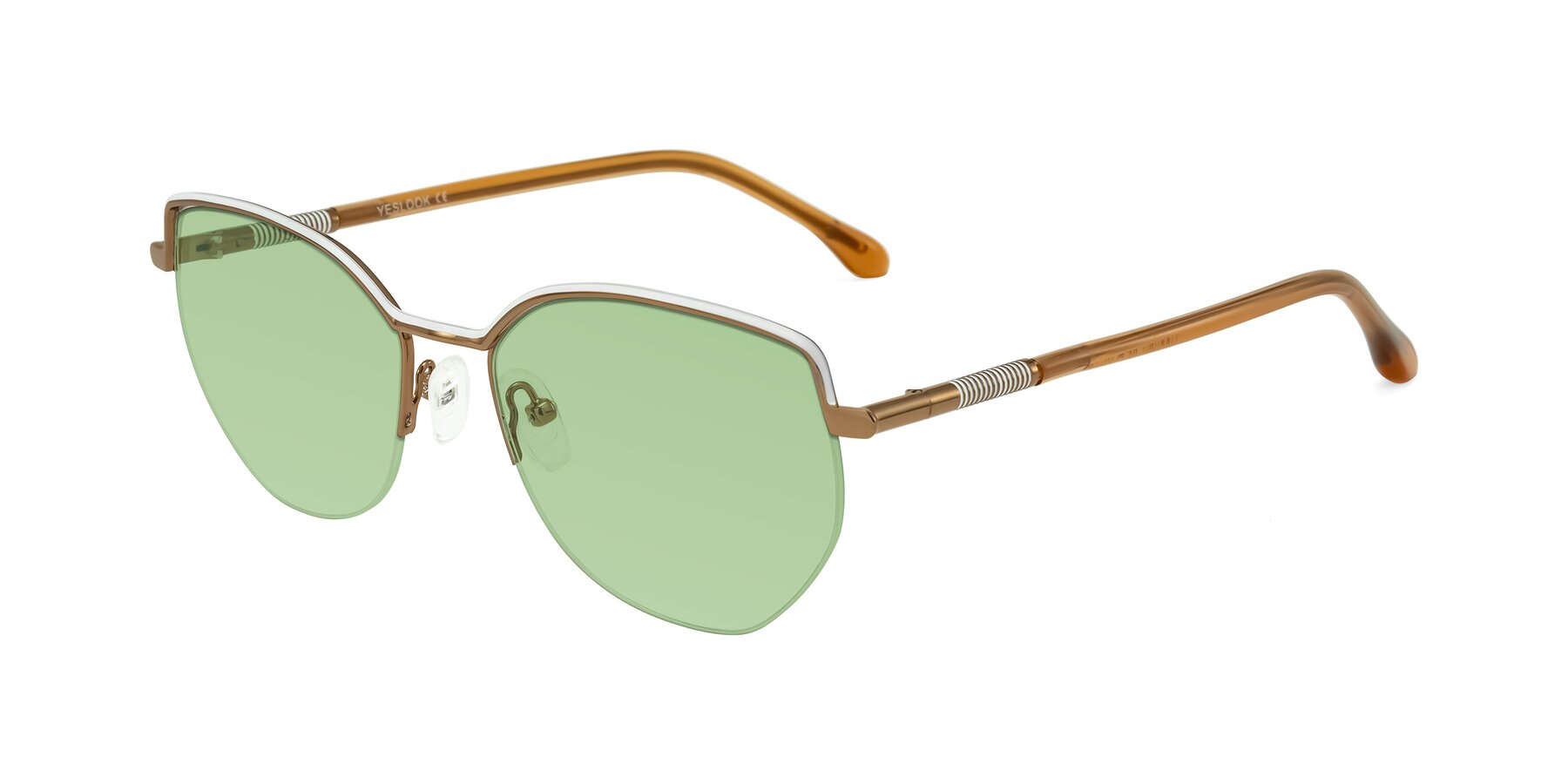 Angle of Heenan in White/Bronze with Medium Green Tinted Lenses