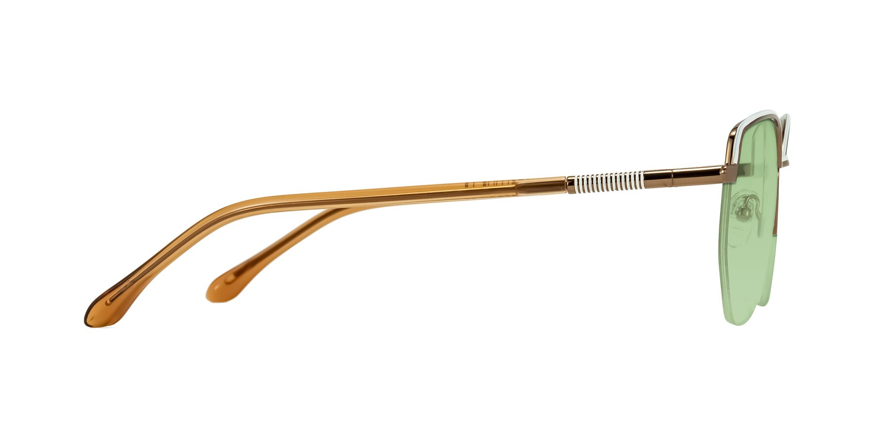 Side of Heenan in White/Bronze with Medium Green Tinted Lenses