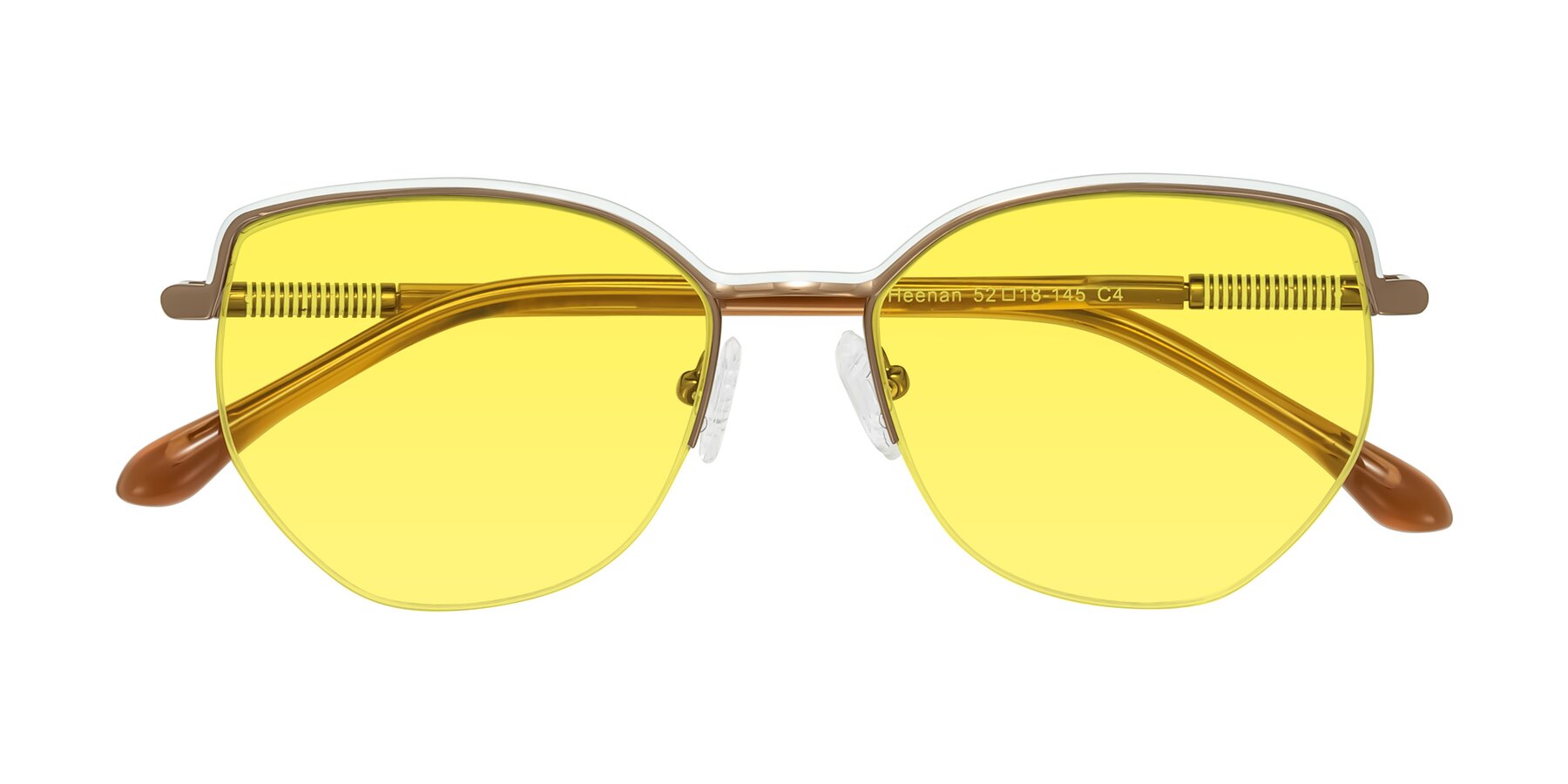 Folded Front of Heenan in White/Bronze with Medium Yellow Tinted Lenses