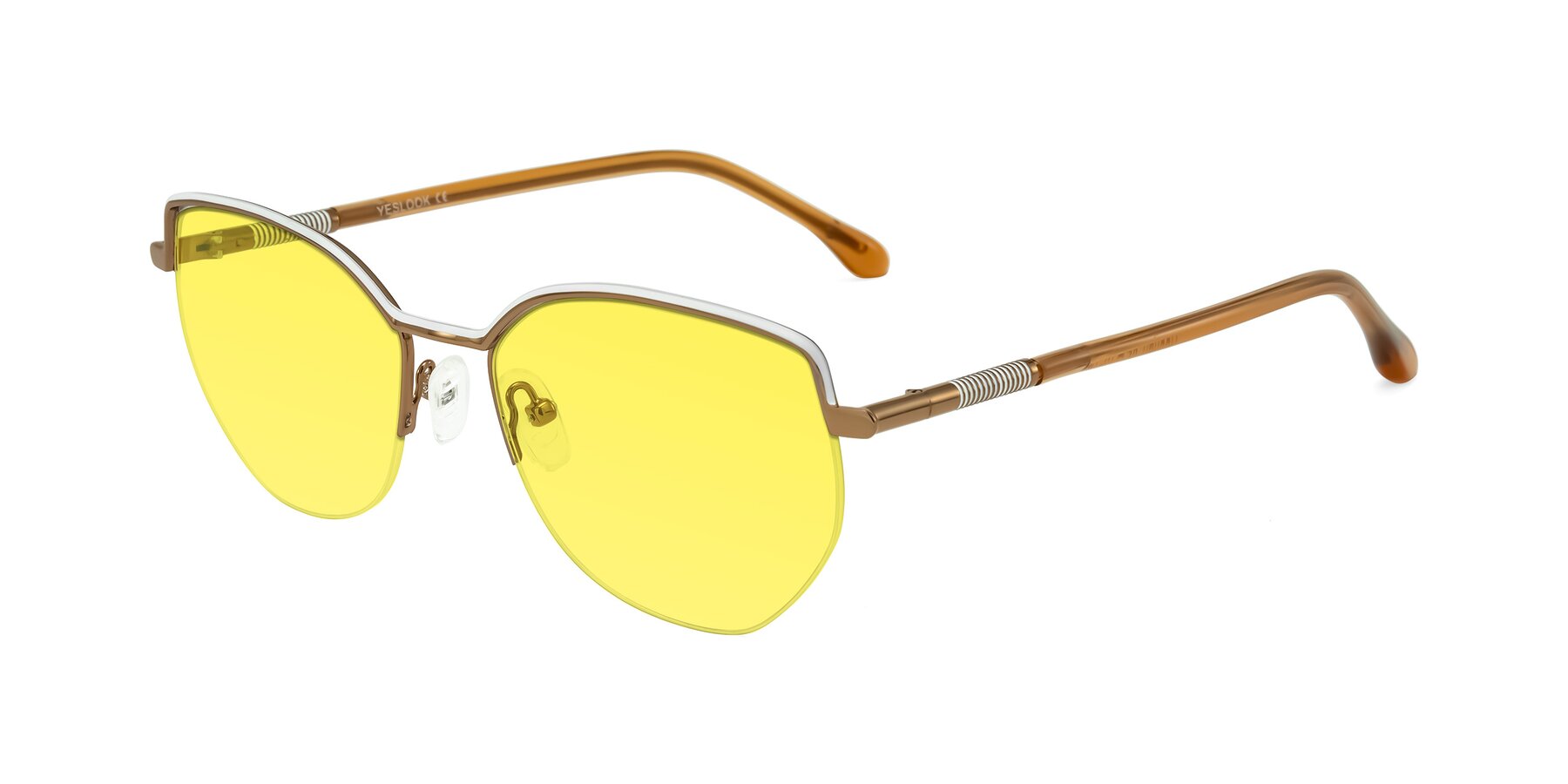 Angle of Heenan in White/Bronze with Medium Yellow Tinted Lenses
