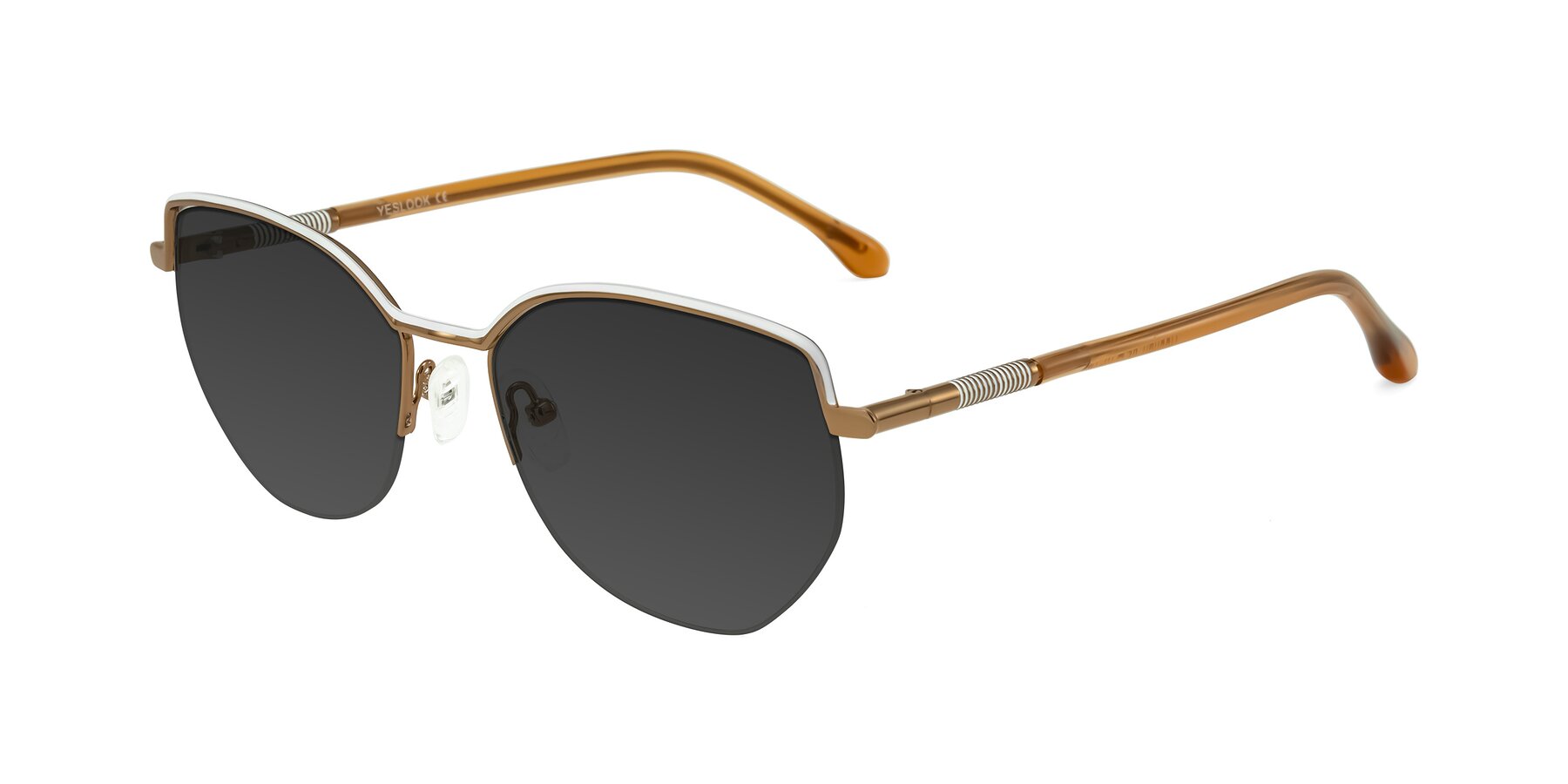 Angle of Heenan in White/Bronze with Gray Tinted Lenses