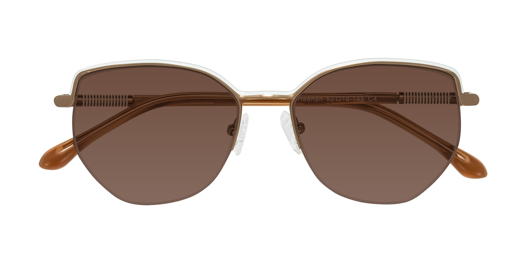 Folded Front of Heenan in White/Bronze with Brown Tinted Lenses