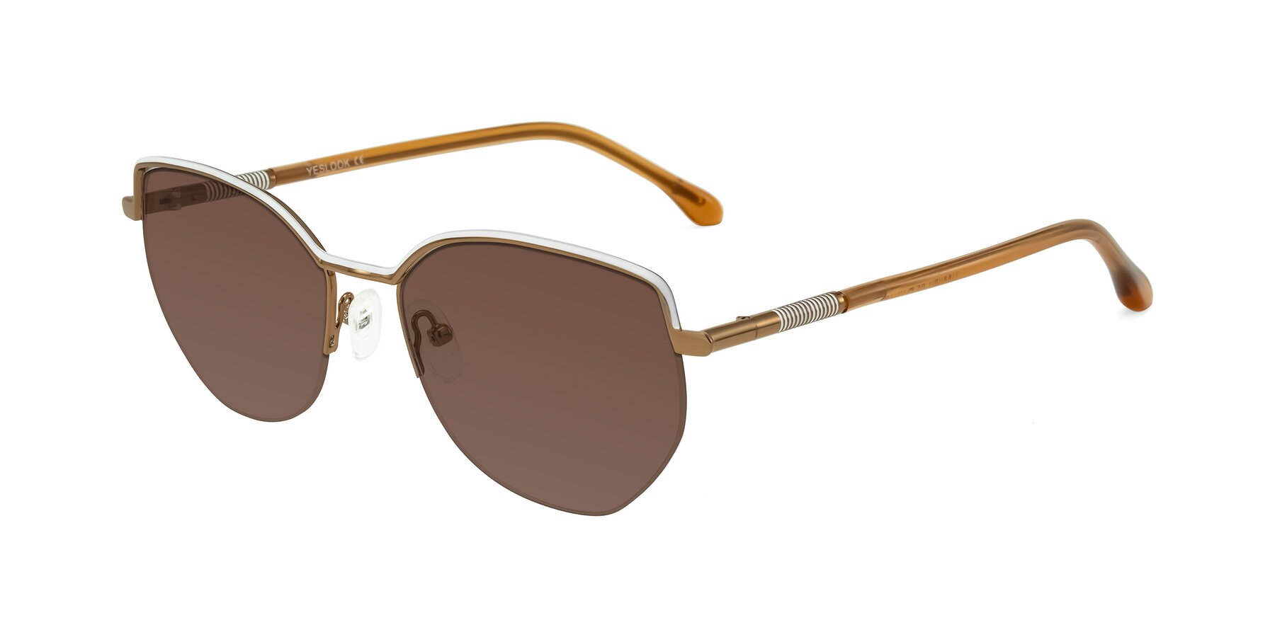 Angle of Heenan in White/Bronze with Brown Tinted Lenses