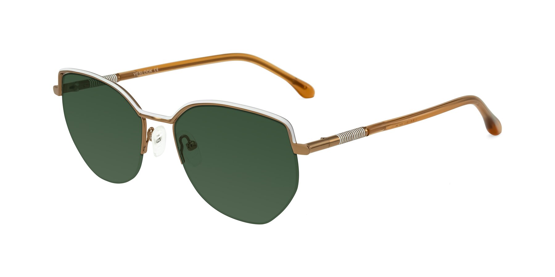 Angle of Heenan in White/Bronze with Green Tinted Lenses