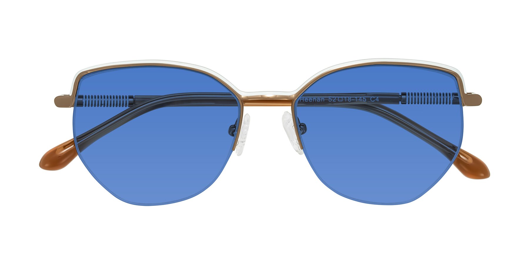 Folded Front of Heenan in White/Bronze with Blue Tinted Lenses