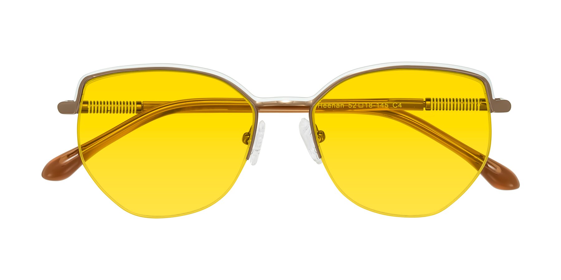 Folded Front of Heenan in White/Bronze with Yellow Tinted Lenses