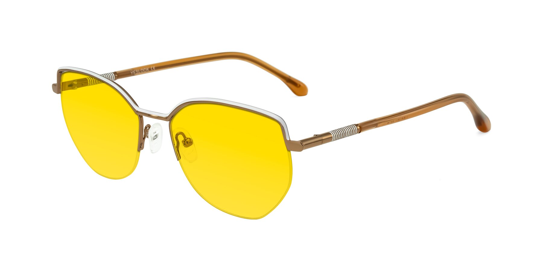 Angle of Heenan in White/Bronze with Yellow Tinted Lenses
