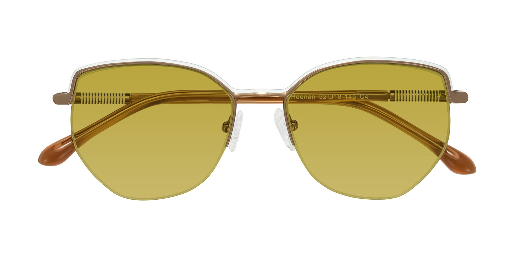 Folded Front of Heenan in White/Bronze with Champagne Tinted Lenses