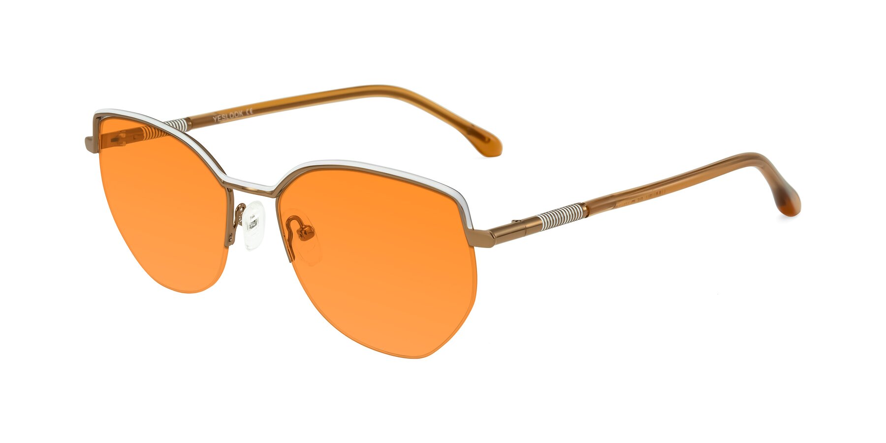 Angle of Heenan in White/Bronze with Orange Tinted Lenses