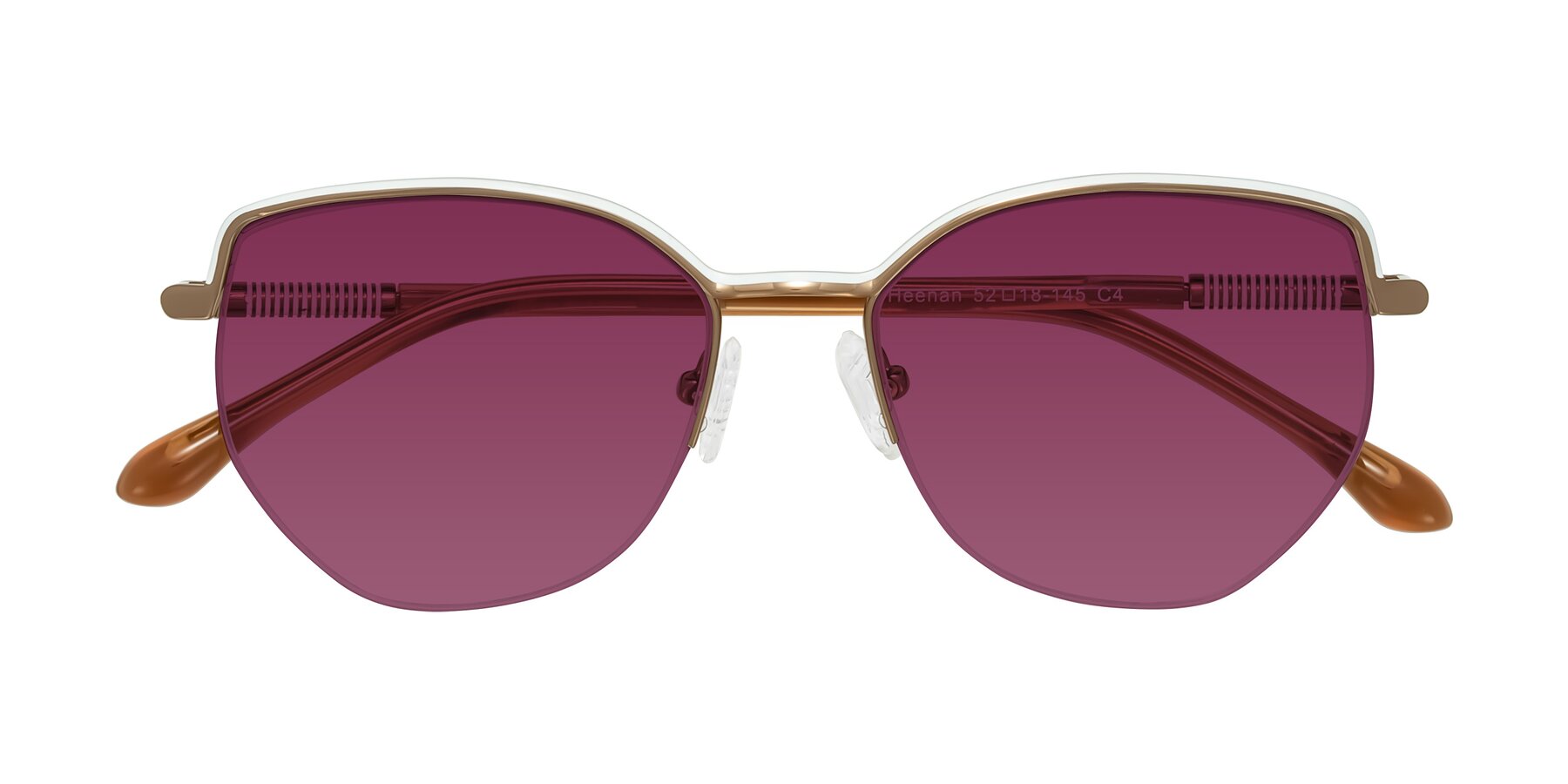 Folded Front of Heenan in White/Bronze with Wine Tinted Lenses