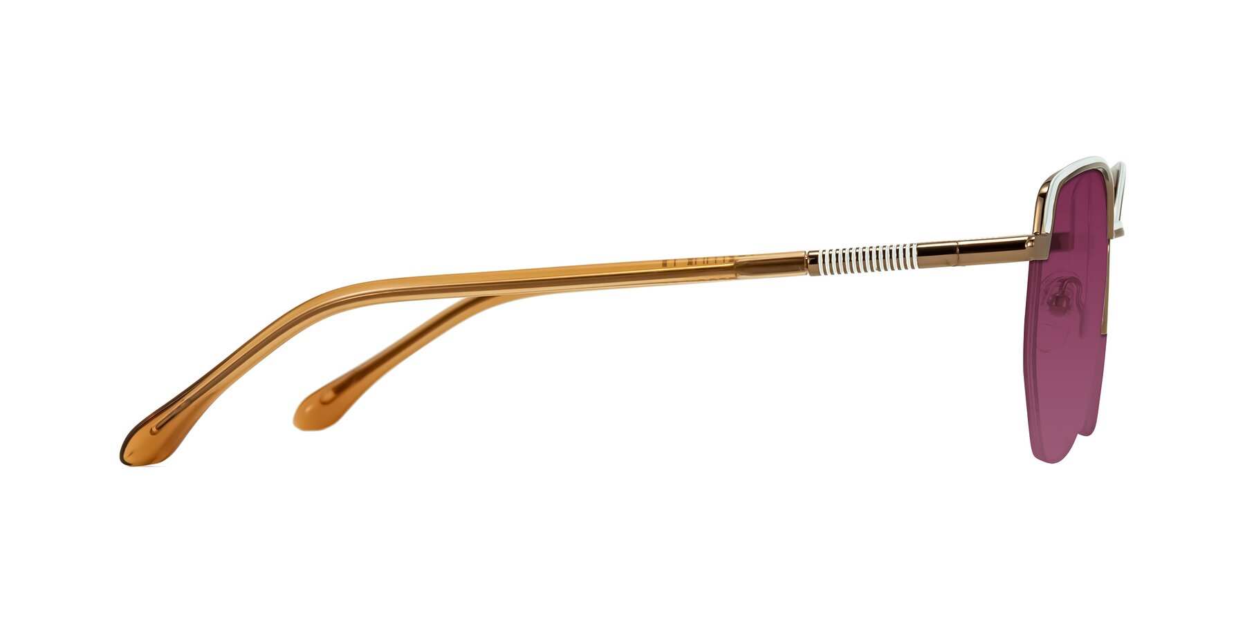 Side of Heenan in White/Bronze with Wine Tinted Lenses