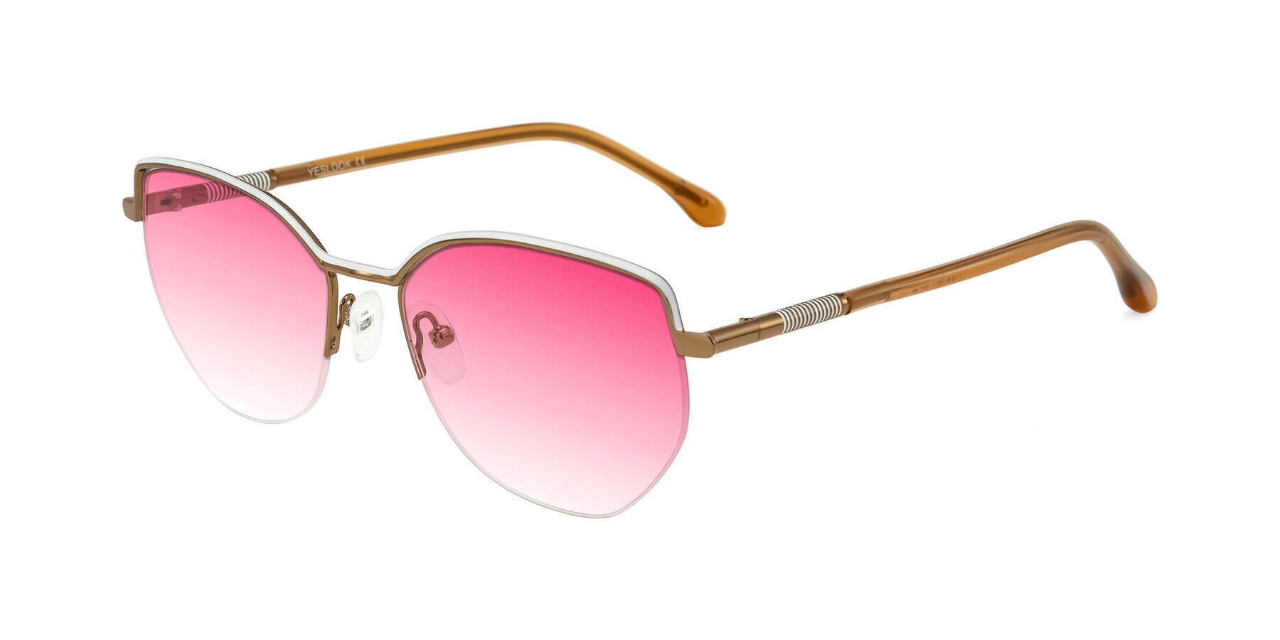 Angle of Heenan in White/Bronze with Pink Gradient Lenses