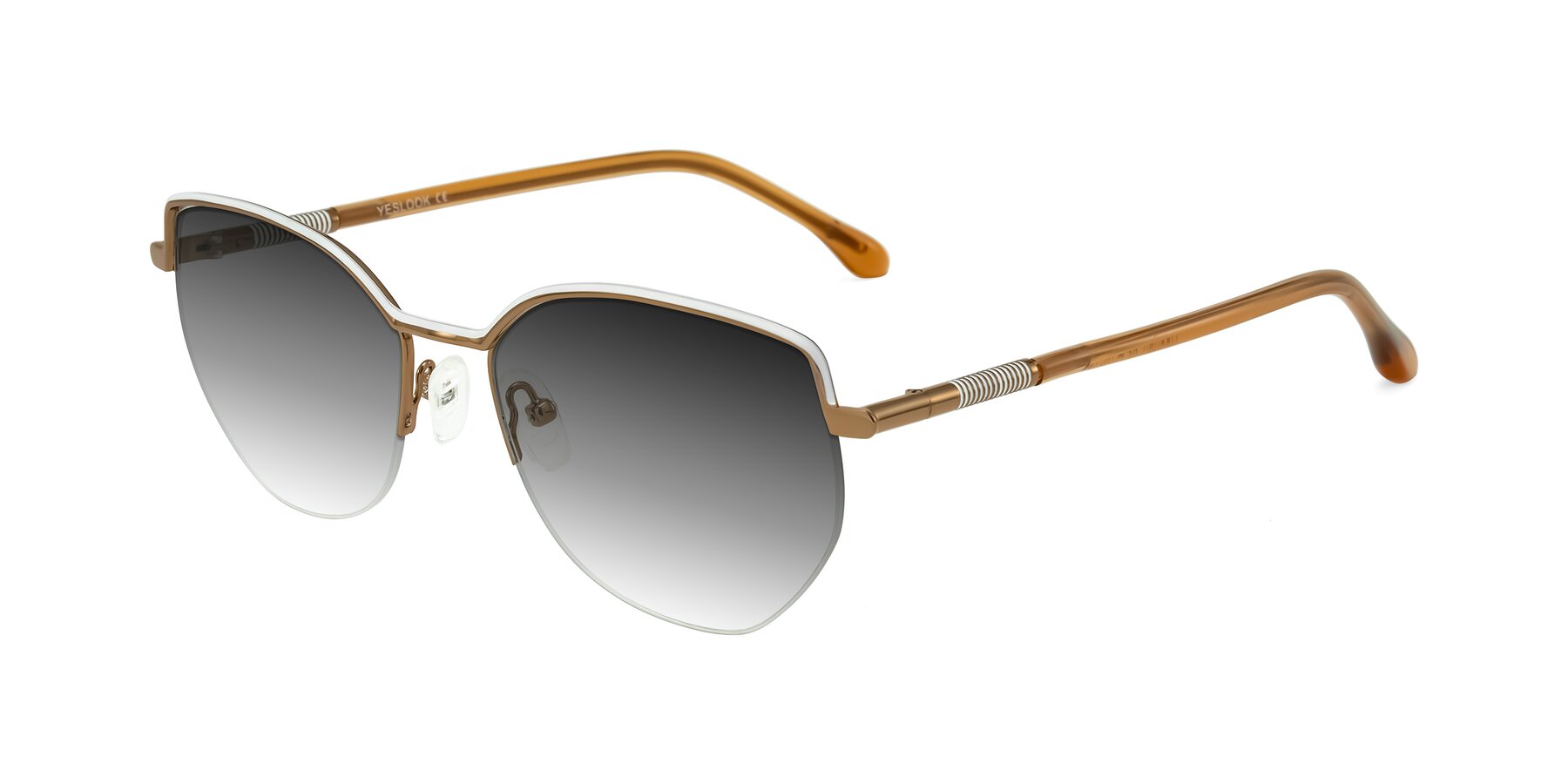 Angle of Heenan in White/Bronze with Gray Gradient Lenses