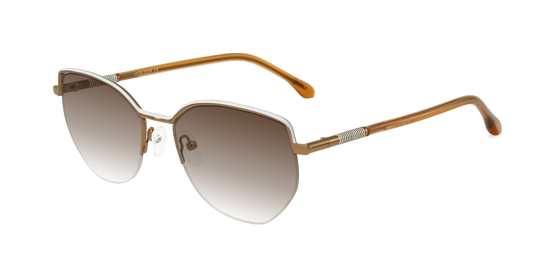 Angle of Heenan in White/Bronze with Brown Gradient Lenses