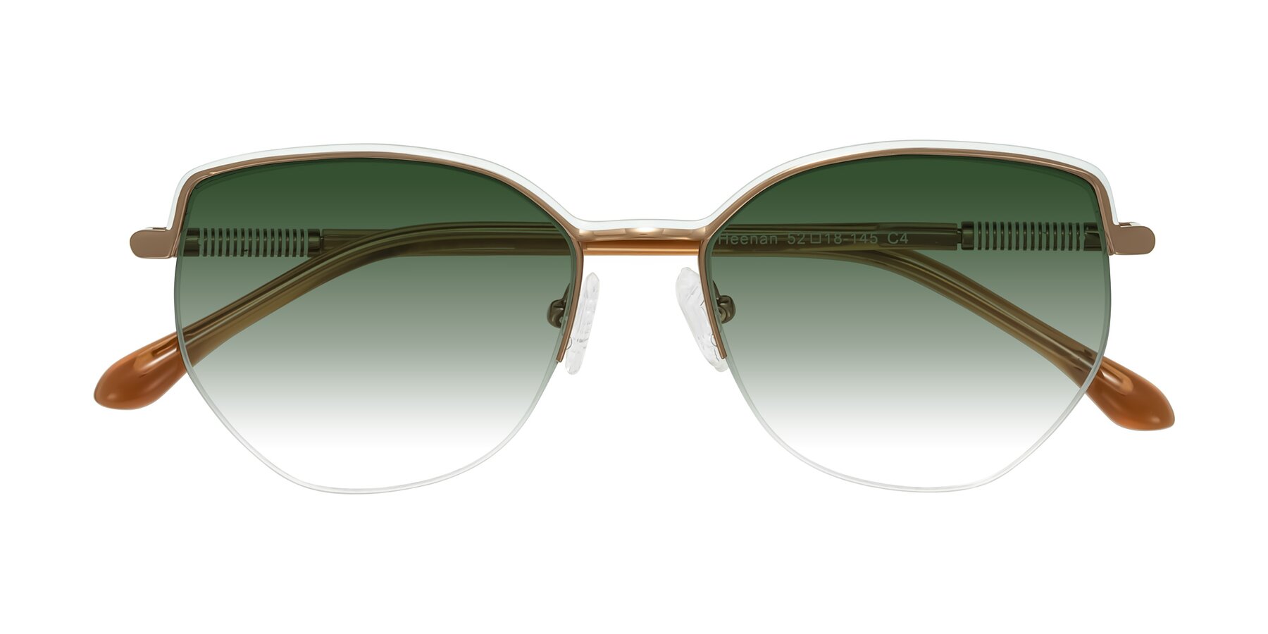Folded Front of Heenan in White/Bronze with Green Gradient Lenses