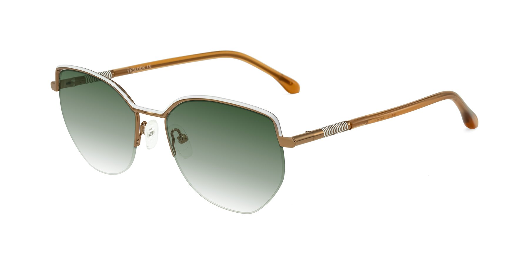 Angle of Heenan in White/Bronze with Green Gradient Lenses