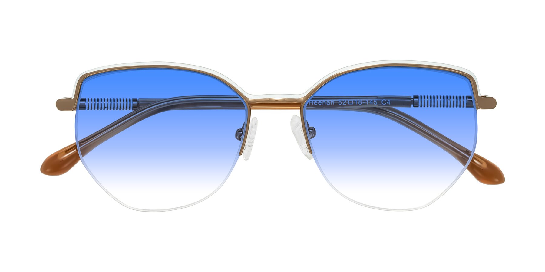 Folded Front of Heenan in White/Bronze with Blue Gradient Lenses