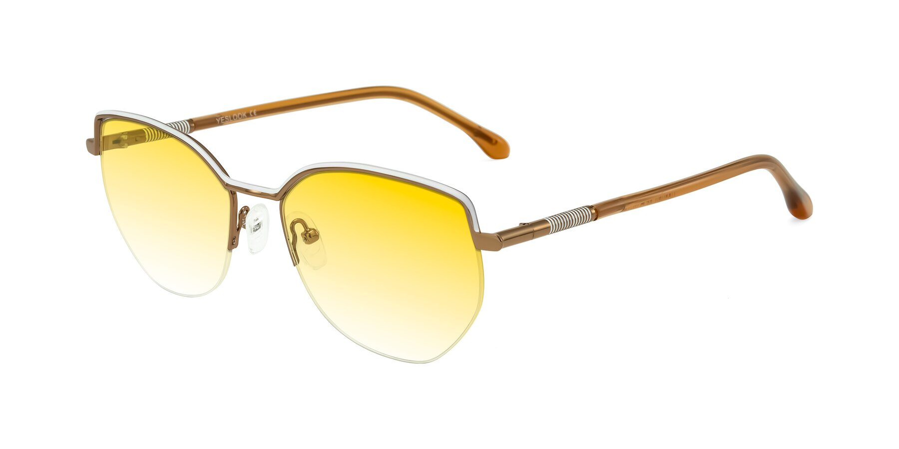 Angle of Heenan in White/Bronze with Yellow Gradient Lenses