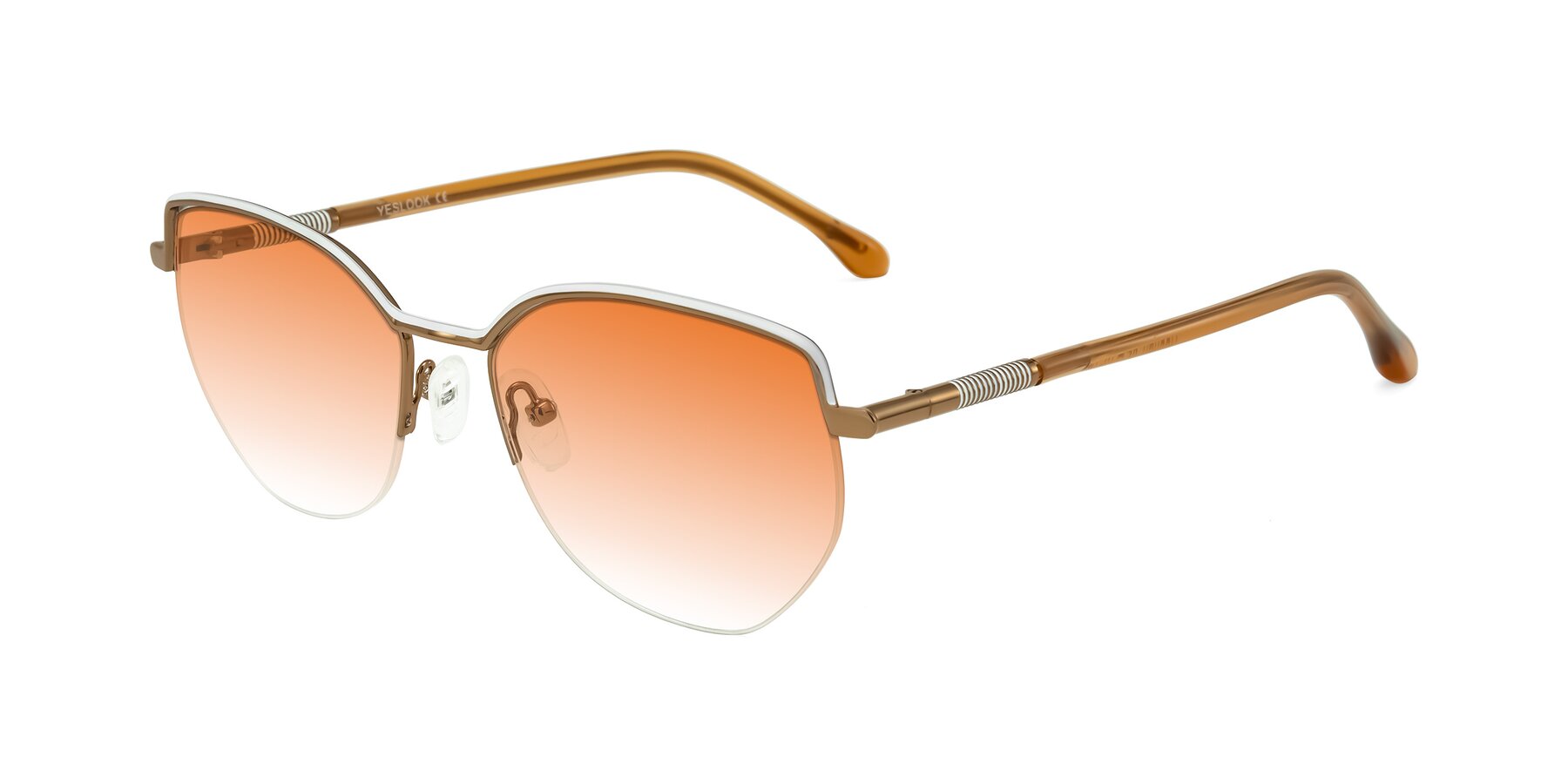 Angle of Heenan in White/Bronze with Orange Gradient Lenses