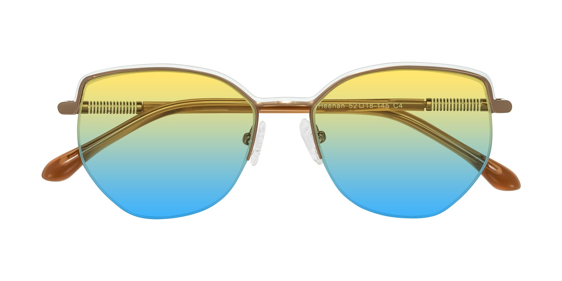 Folded Front of Heenan in White/Bronze with Yellow / Blue Gradient Lenses